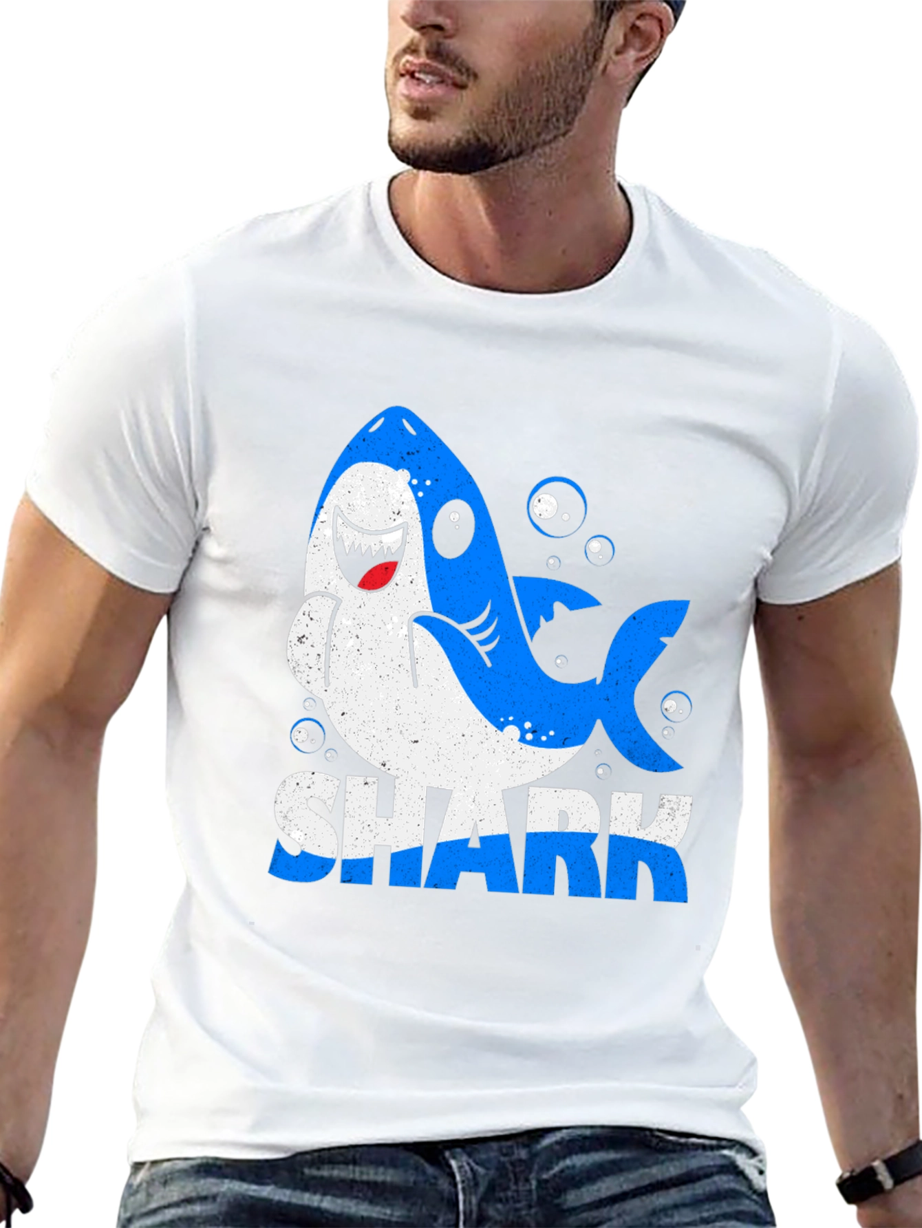 Shark Graphic Print Mens Black T-Shirt