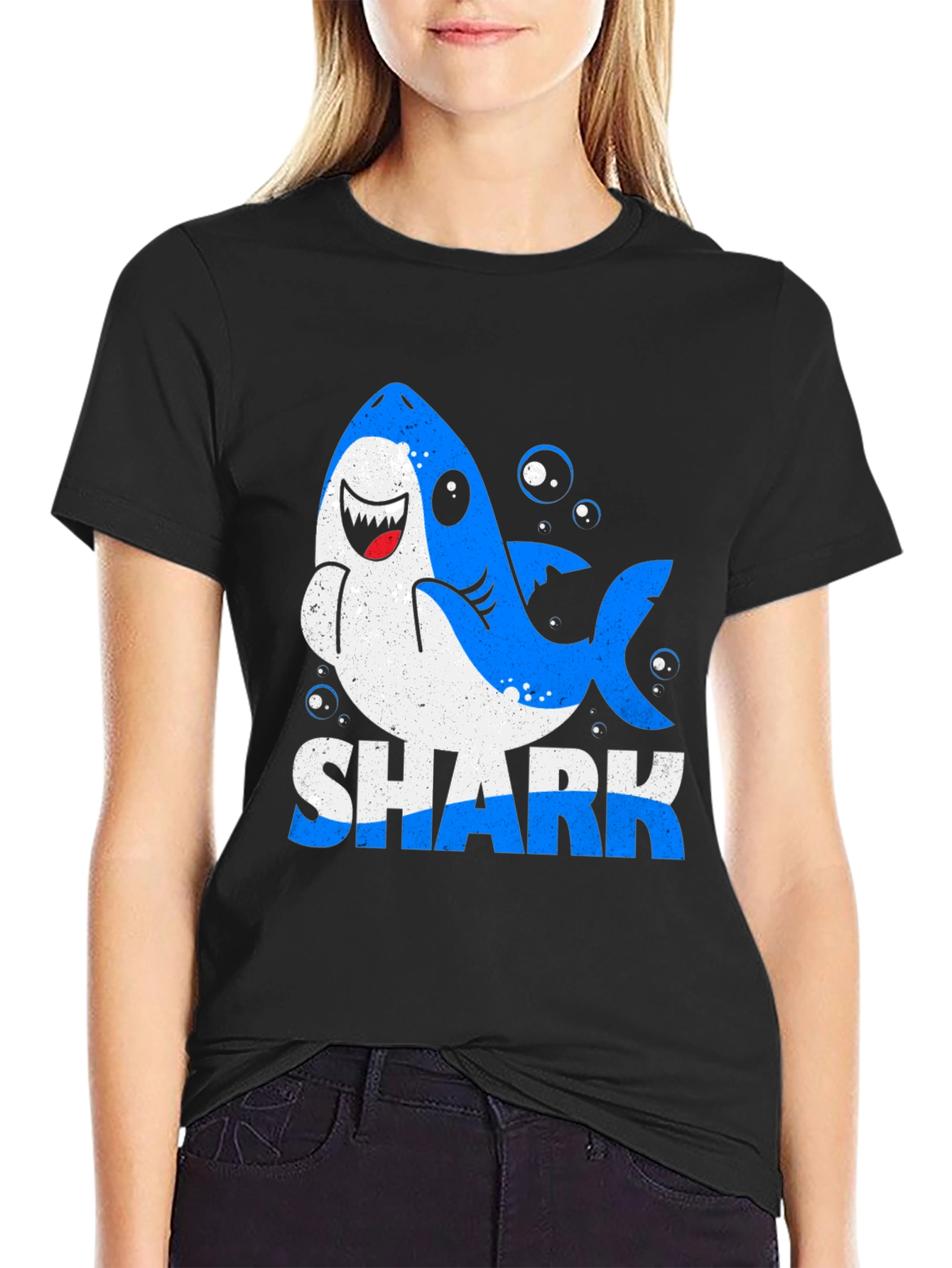 Shark Graphic Print Mens Black T-Shirt