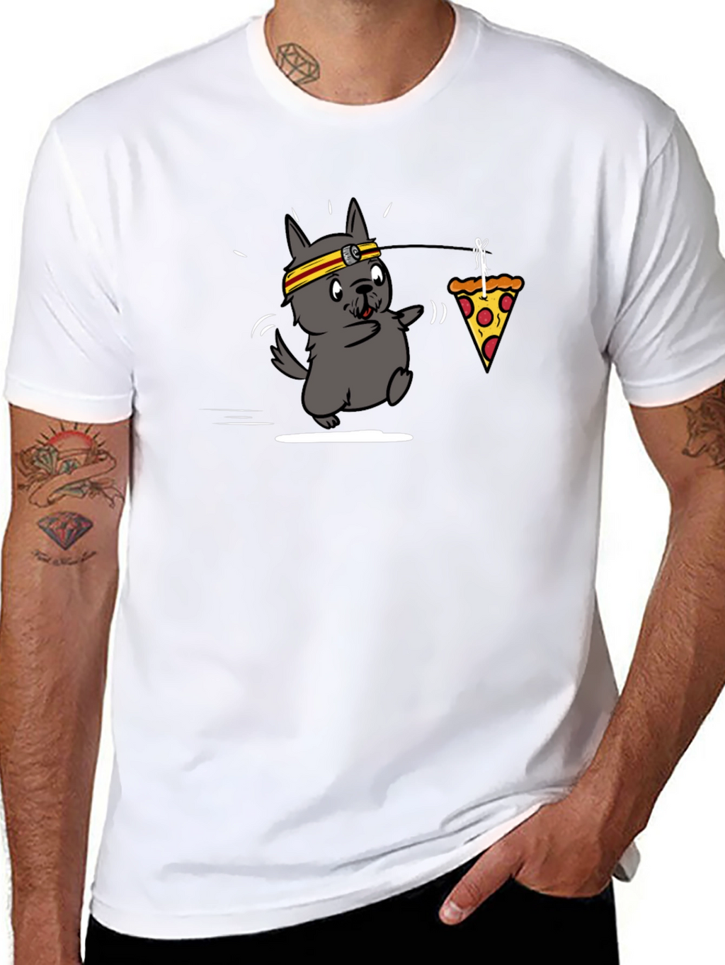Cartoon Dog Pizza Run T-Shirt