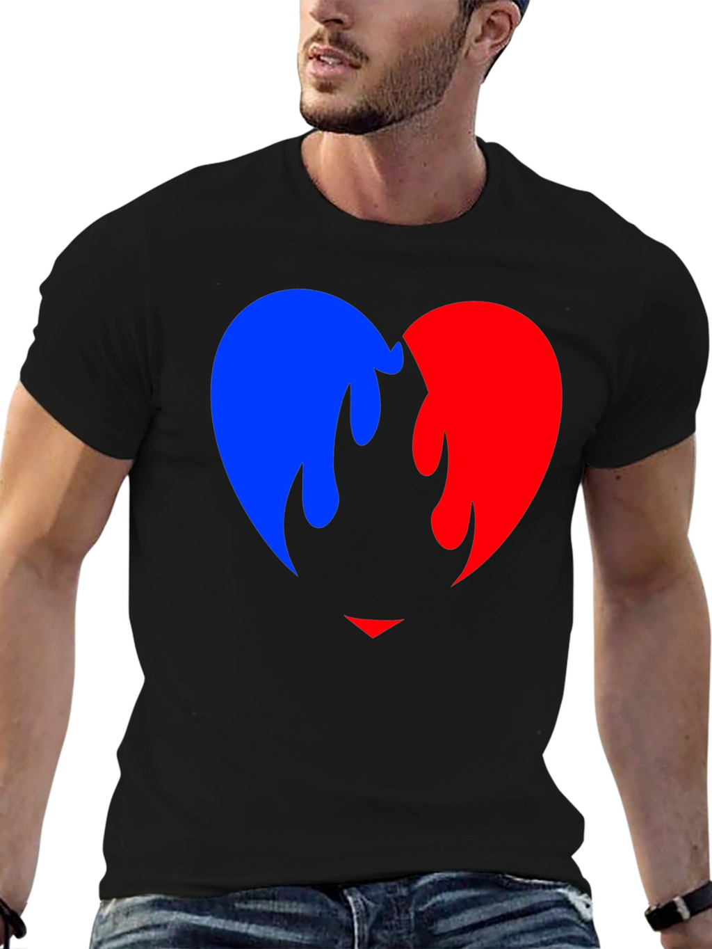 Flaming Heart Graphic Black T-Shirt