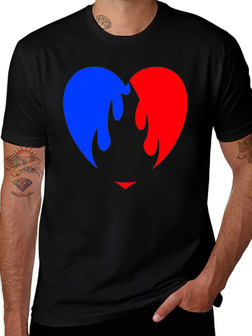 Flaming Heart Graphic Black T-Shirt