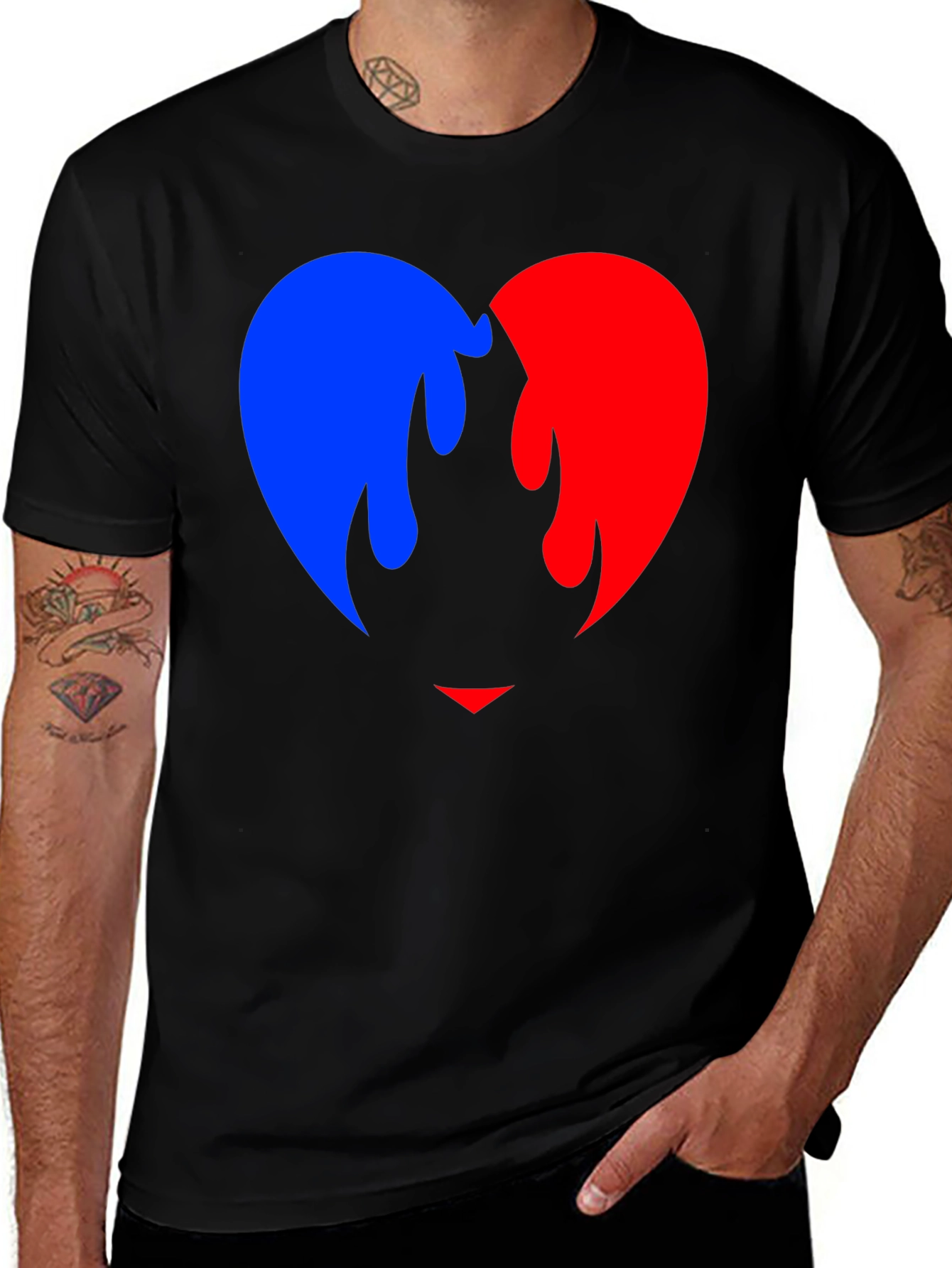 Flaming Heart Graphic Black T-Shirt