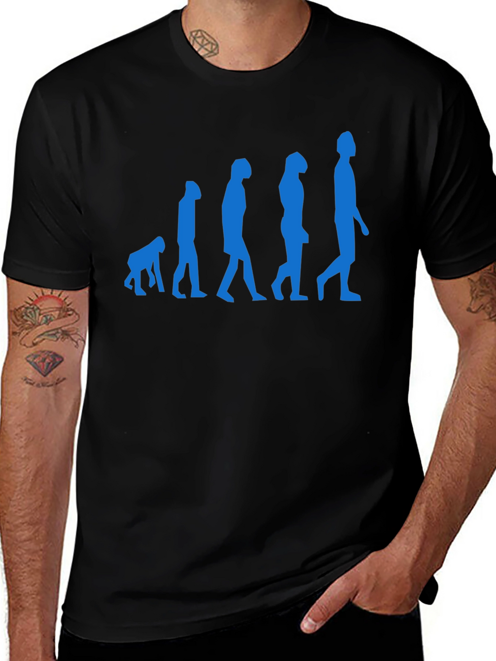 Evolution of Man Black Graphic Tee