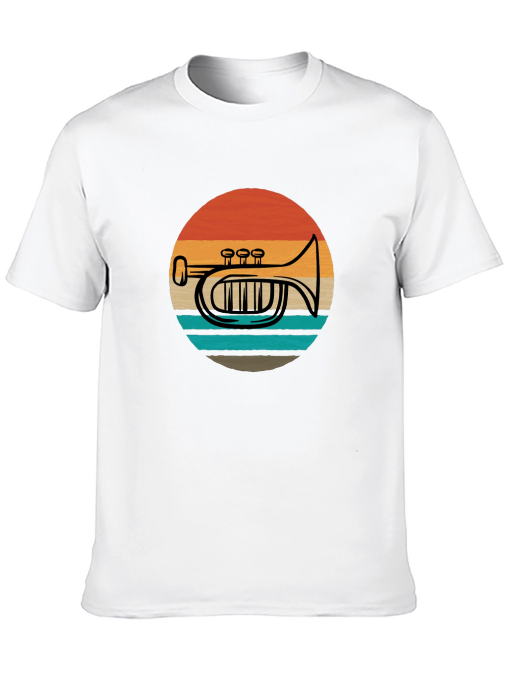 Retro Trombone Sunset Graphic T-Shirt