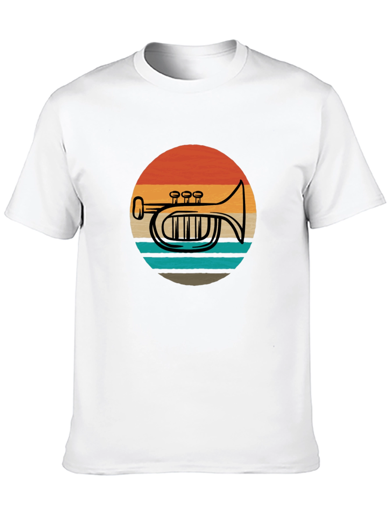 Retro Trombone Sunset Graphic T-Shirt