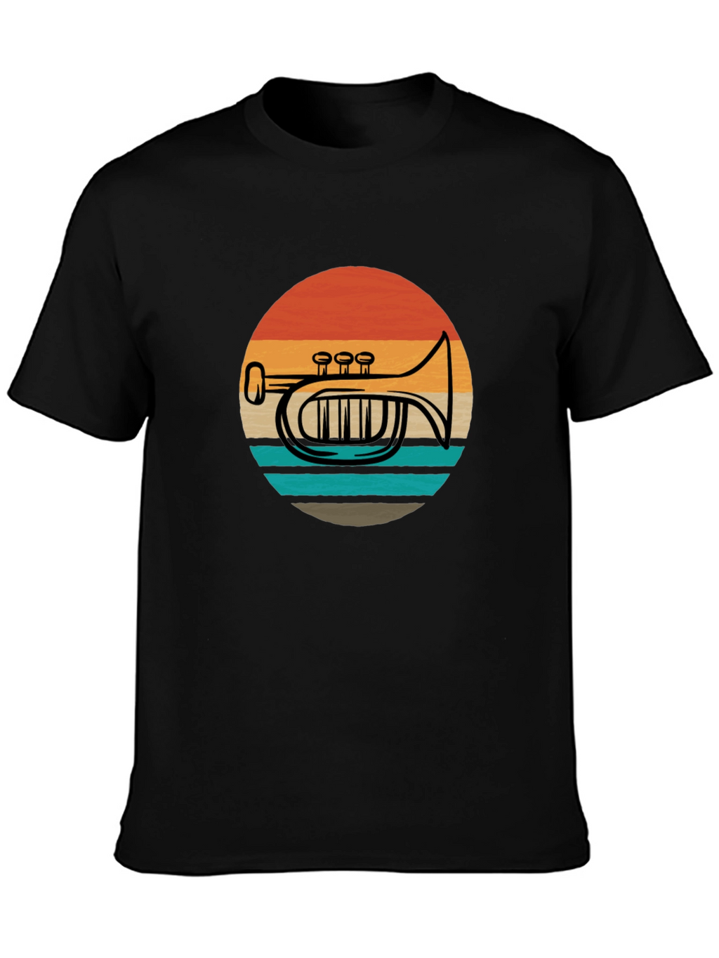 Retro Trombone Sunset Graphic T-Shirt