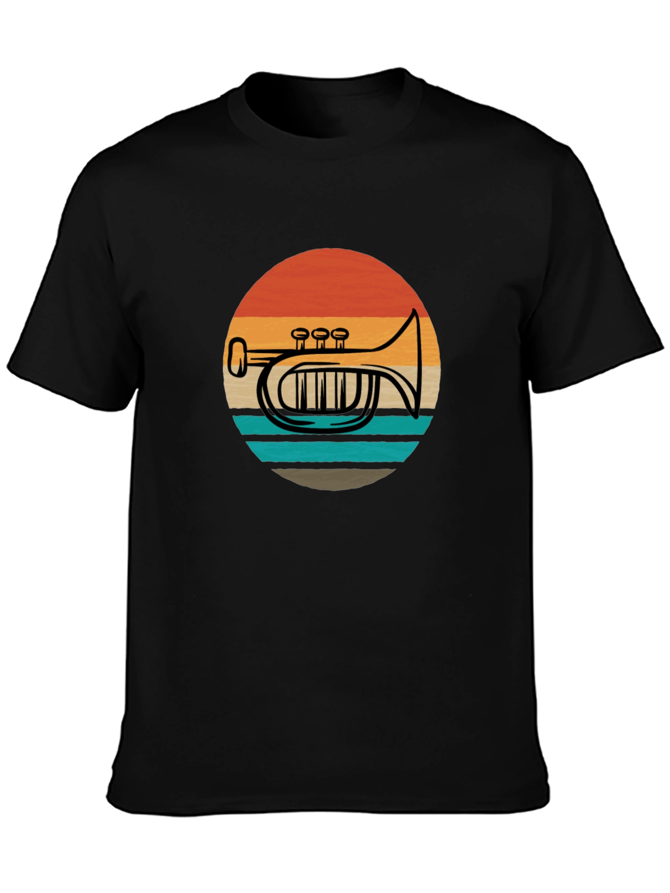 Retro Trombone Sunset Graphic T-Shirt
