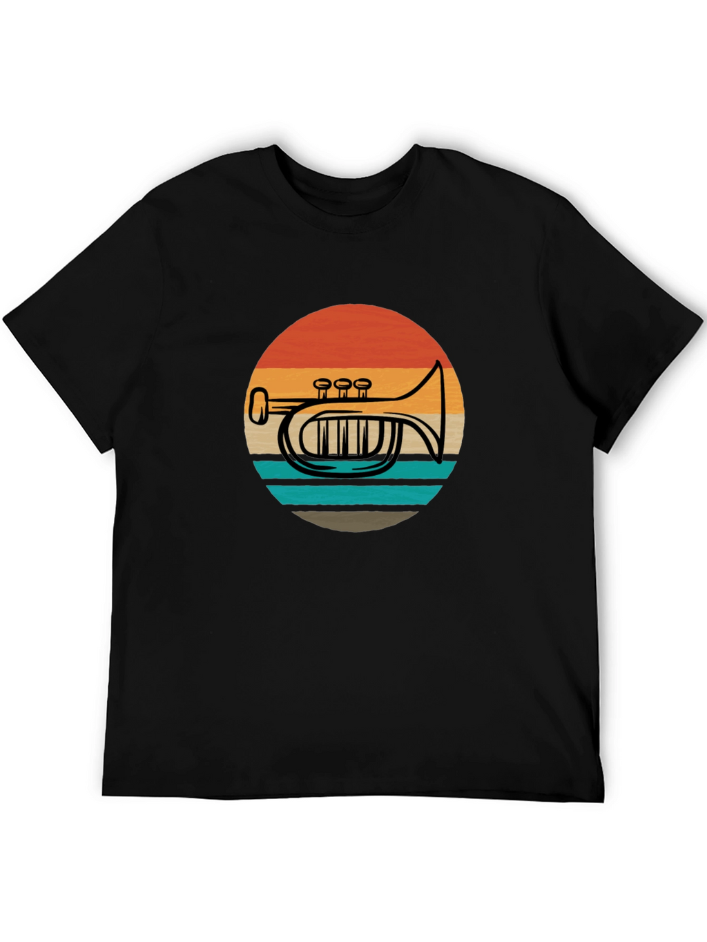 Retro Trombone Sunset Graphic T-Shirt