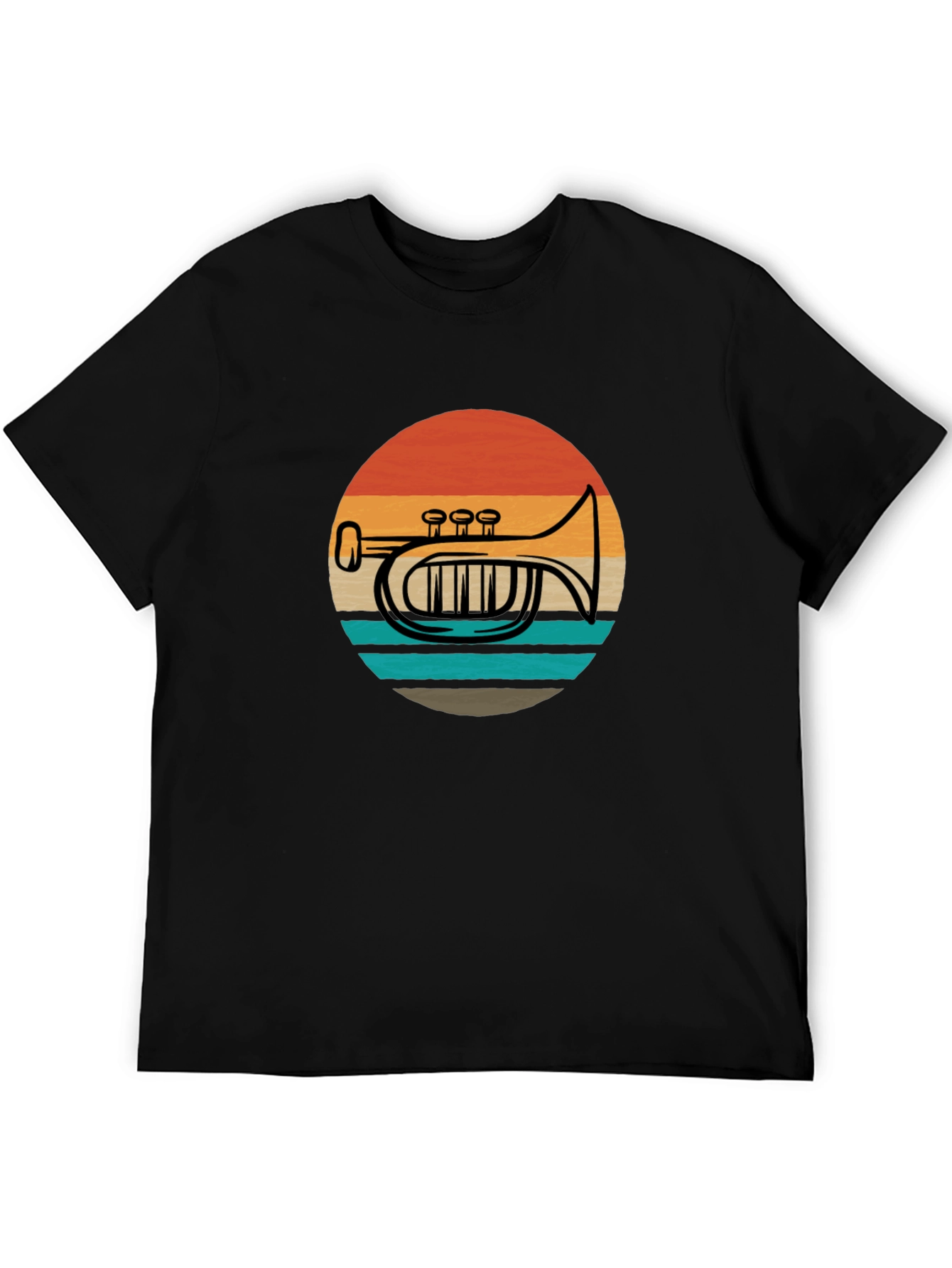 Retro Trombone Sunset Graphic T-Shirt