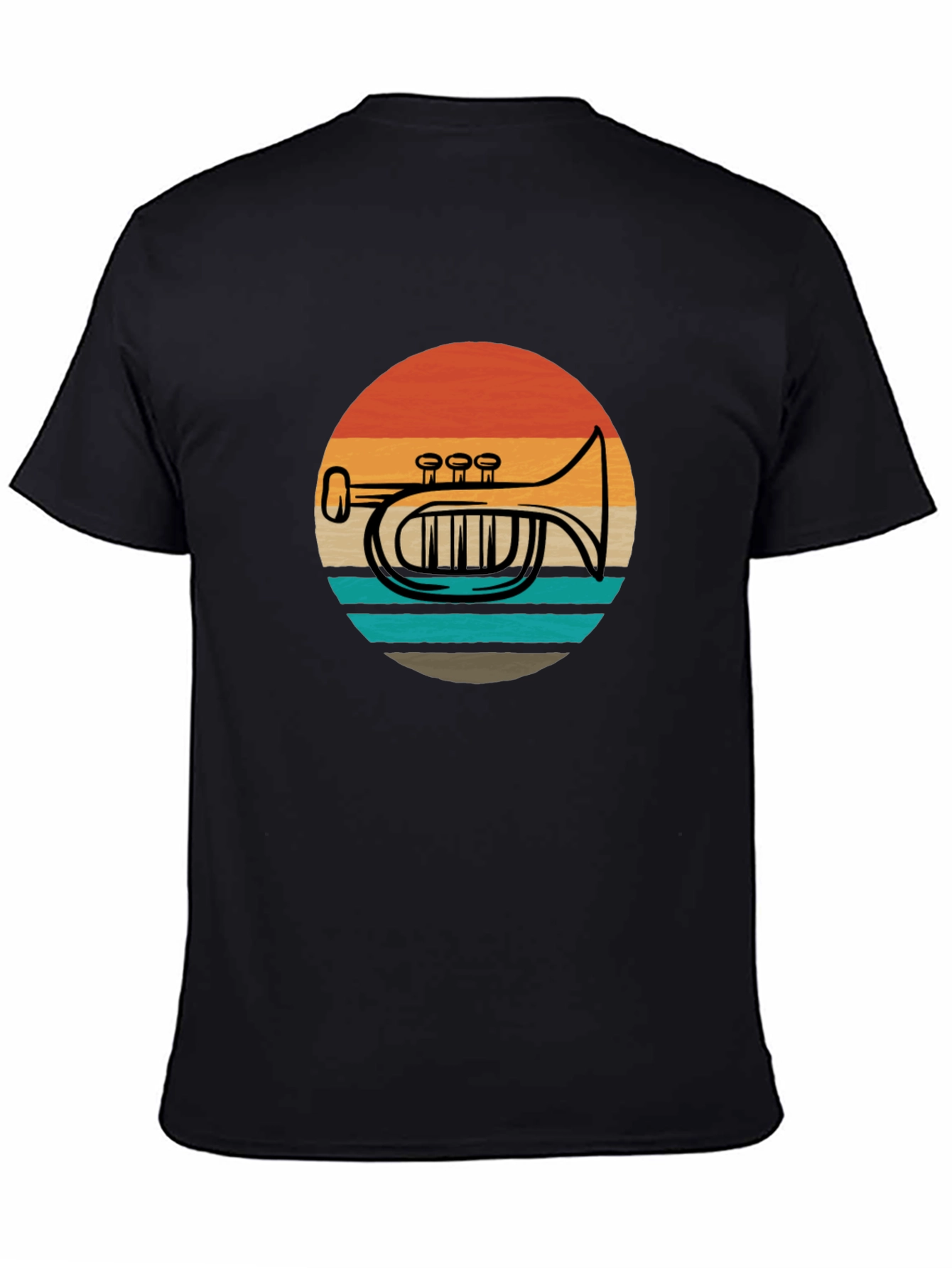 Retro Trombone Sunset Graphic T-Shirt