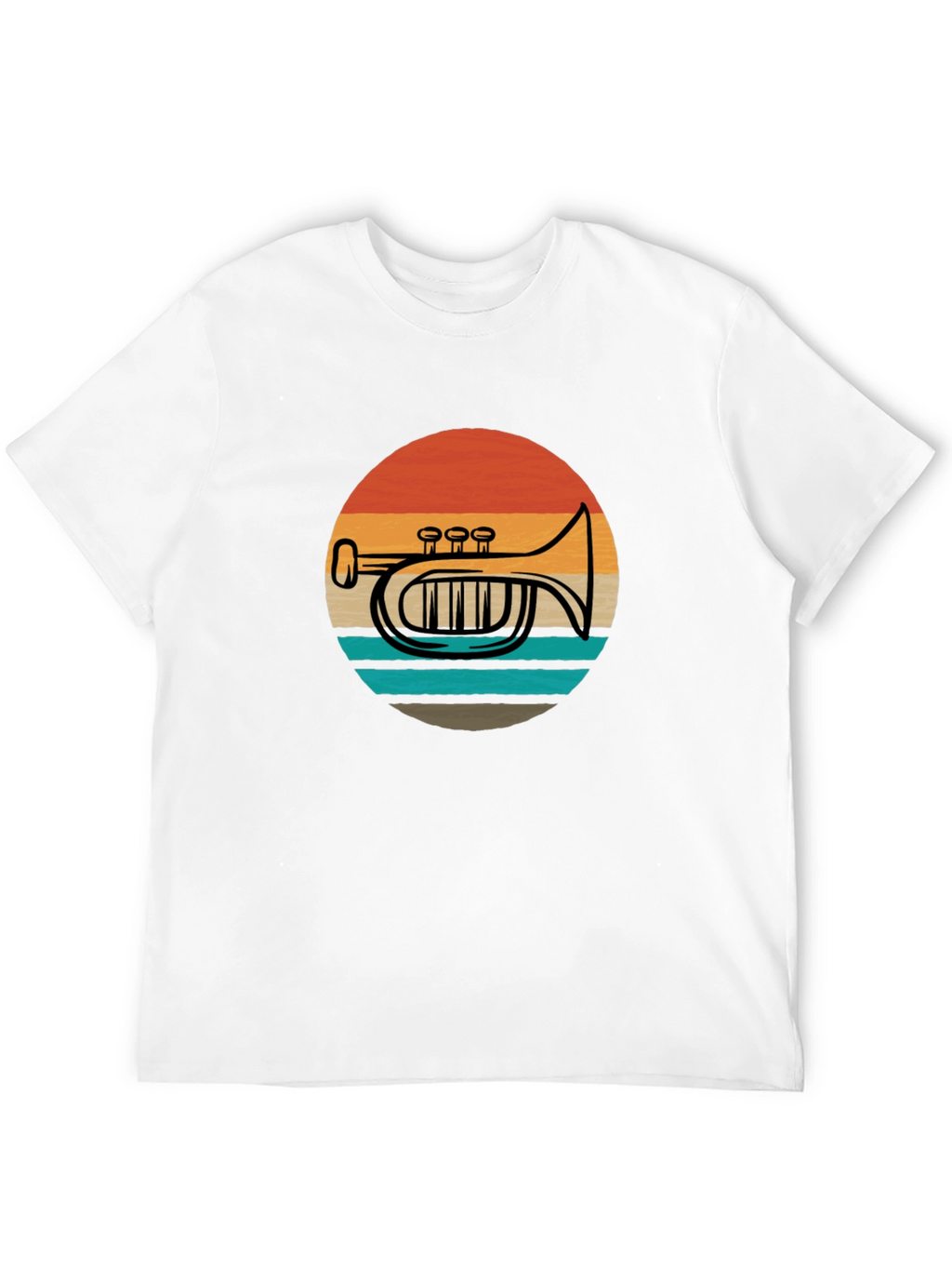 Retro Trombone Sunset Graphic T-Shirt