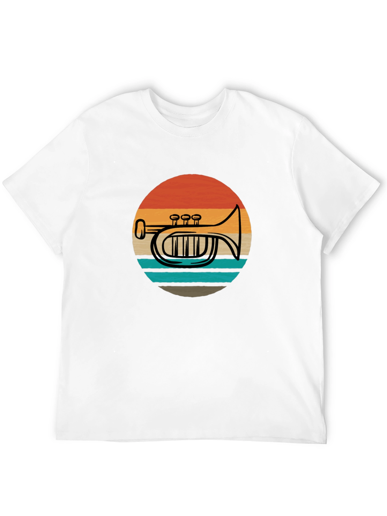 Retro Trombone Sunset Graphic T-Shirt