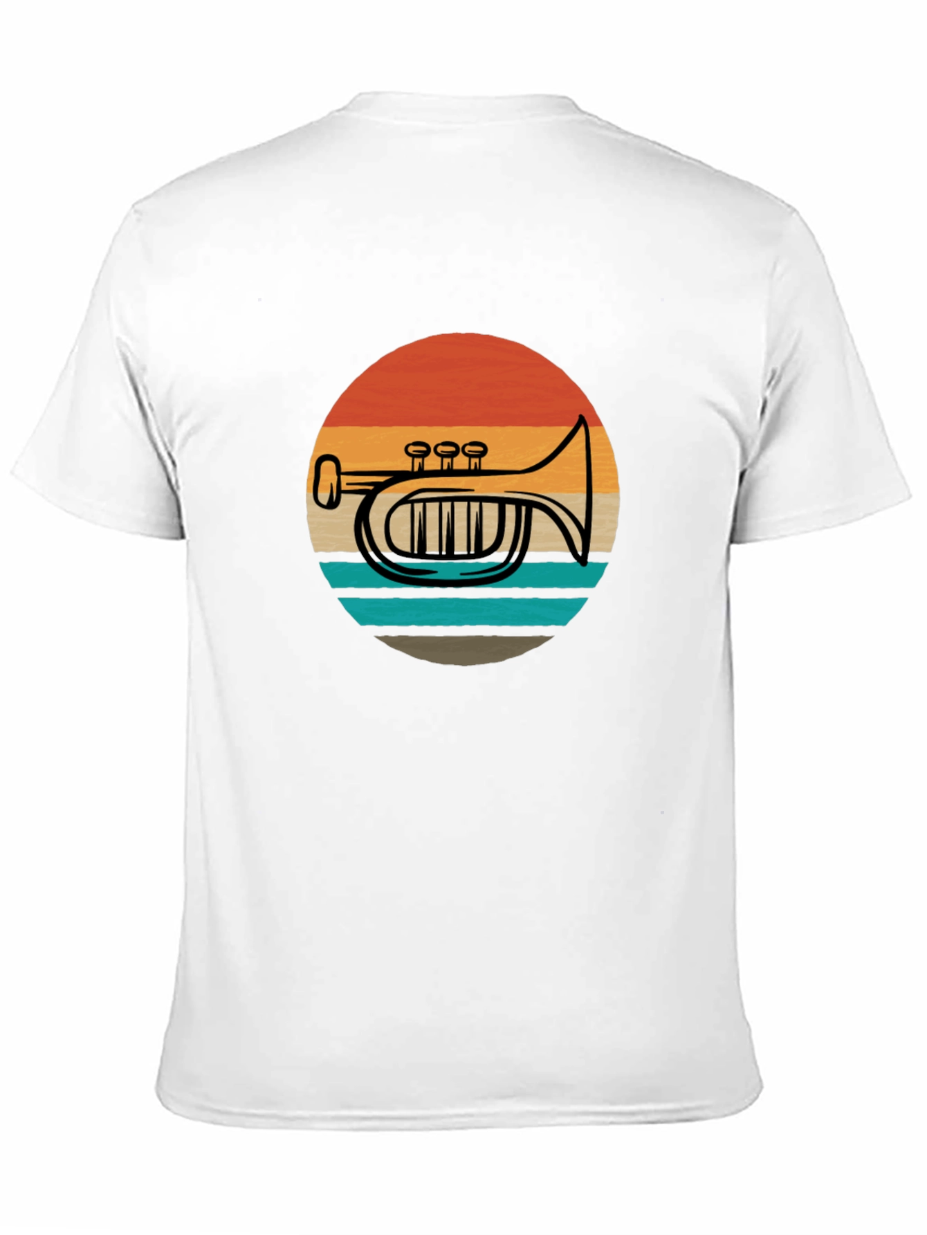 Retro Trombone Sunset Graphic T-Shirt