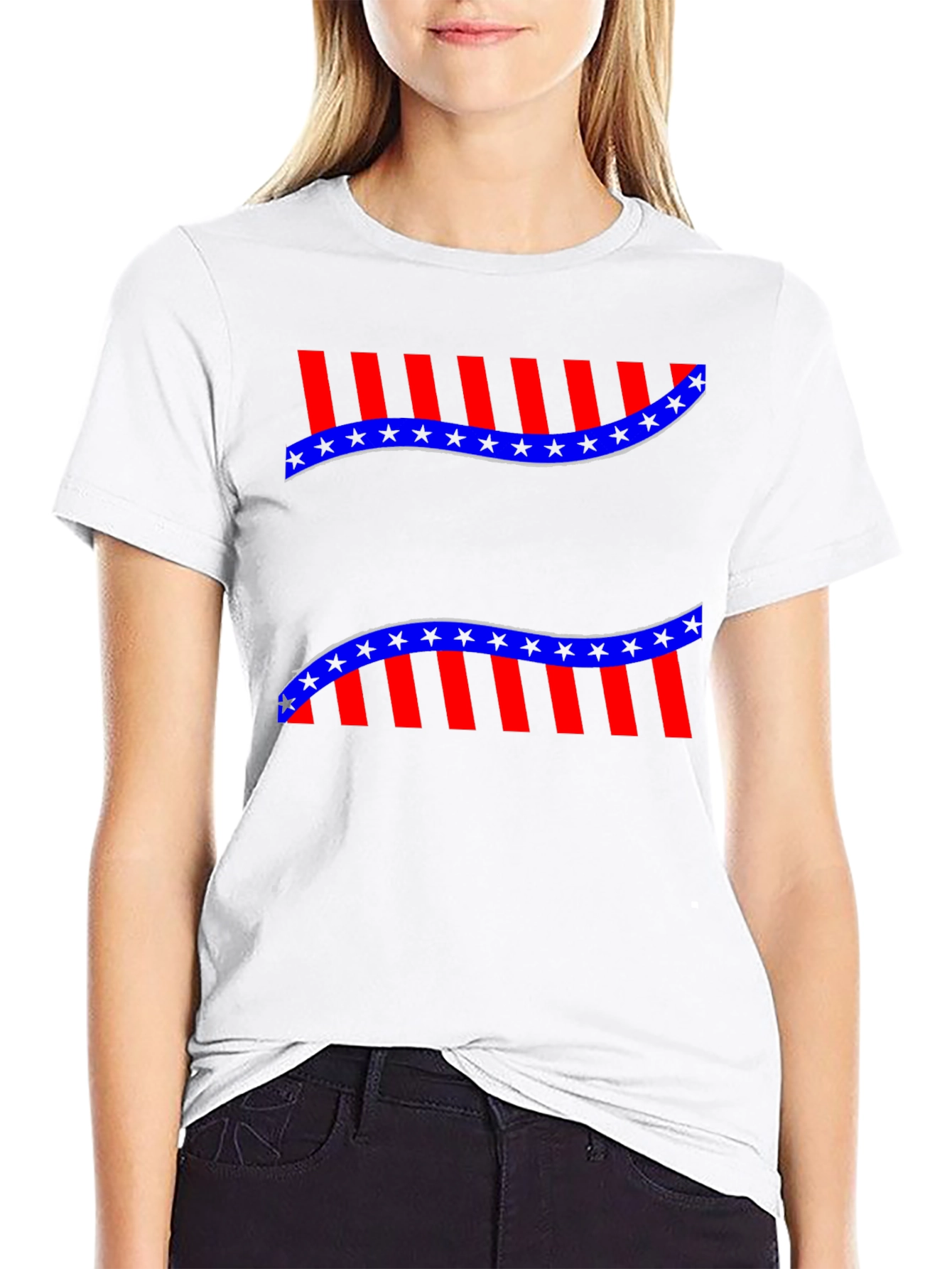 Patriotic Star & Stripe Graphic Tee - Mens Black T-Shirt