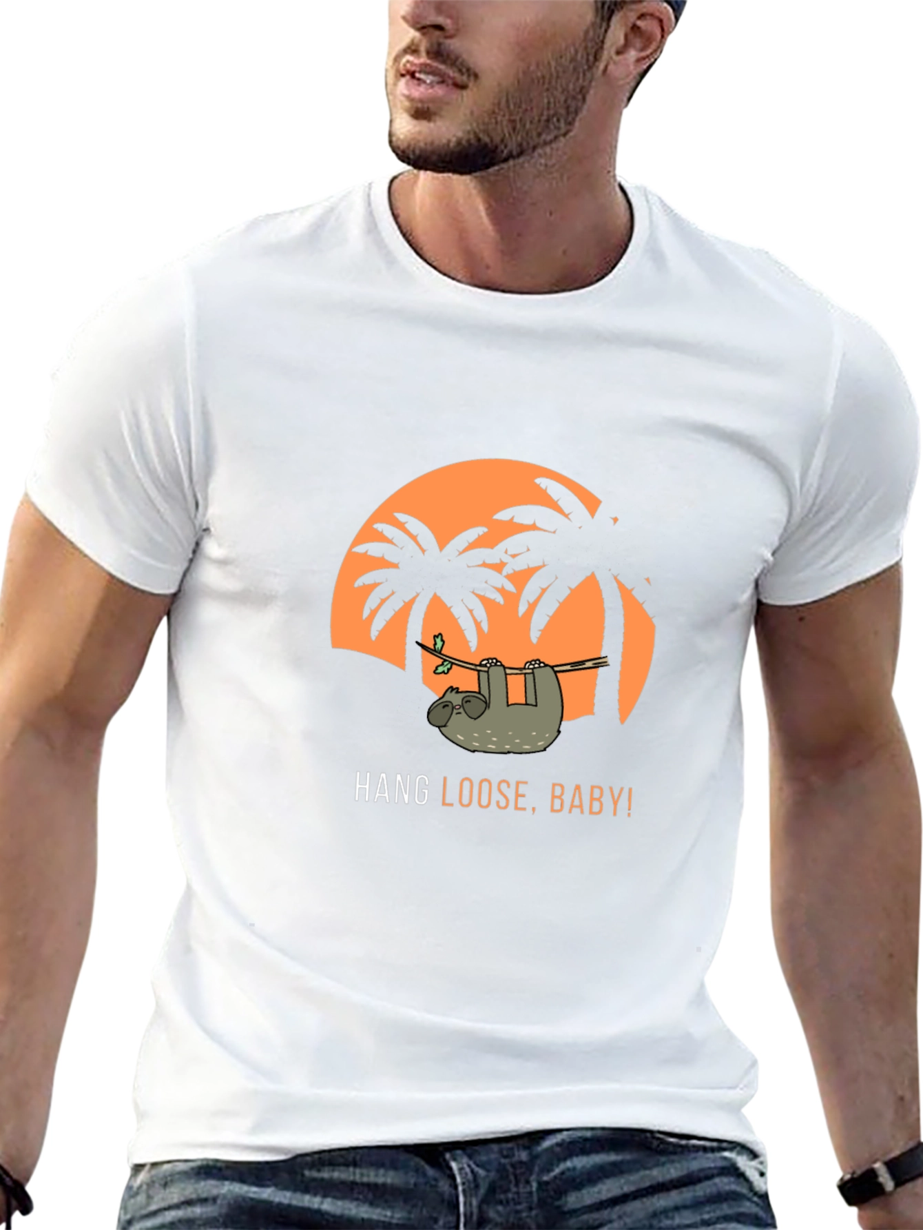 Hang Loose Sloth Graphic T-Shirt - Tropical Vacation Vibes