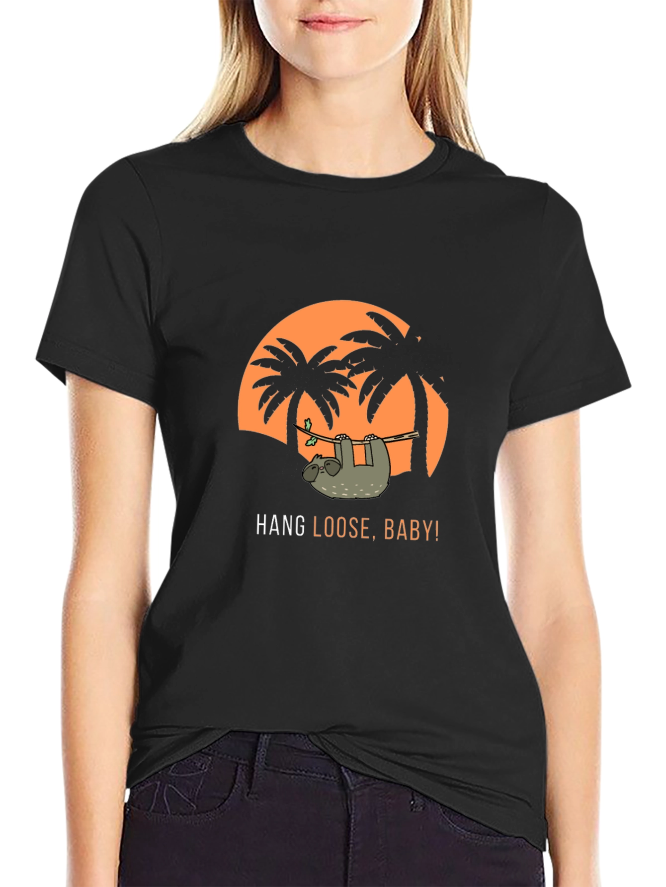 Hang Loose Sloth Graphic T-Shirt - Tropical Vacation Vibes
