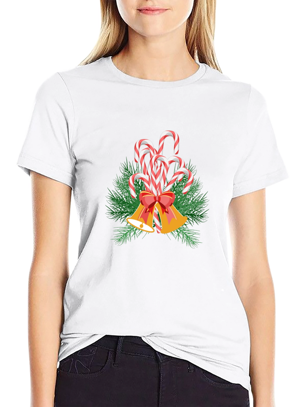 Festive Candy Cane Bells Graphic Tee