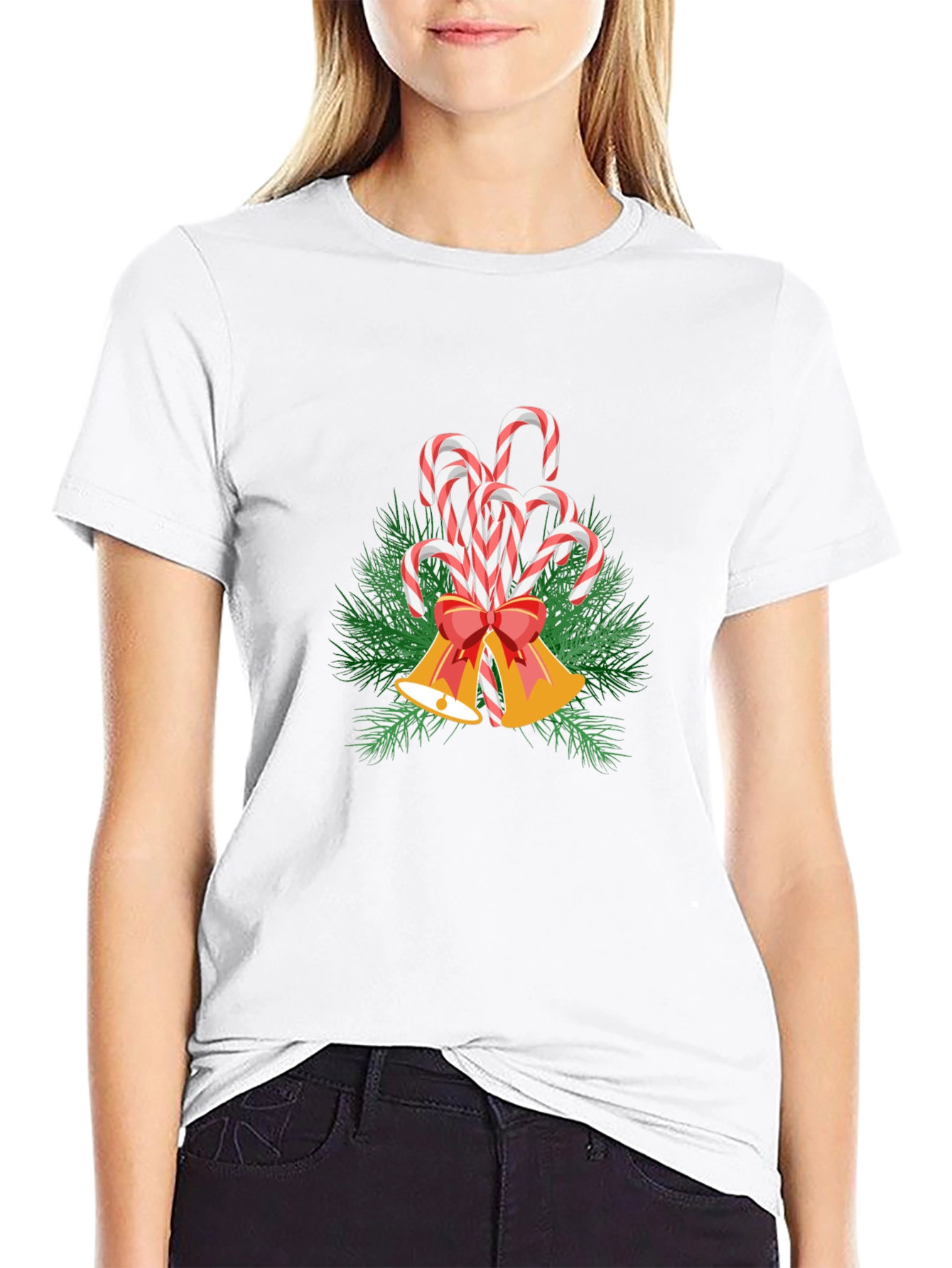 Festive Candy Cane Bells Graphic Tee