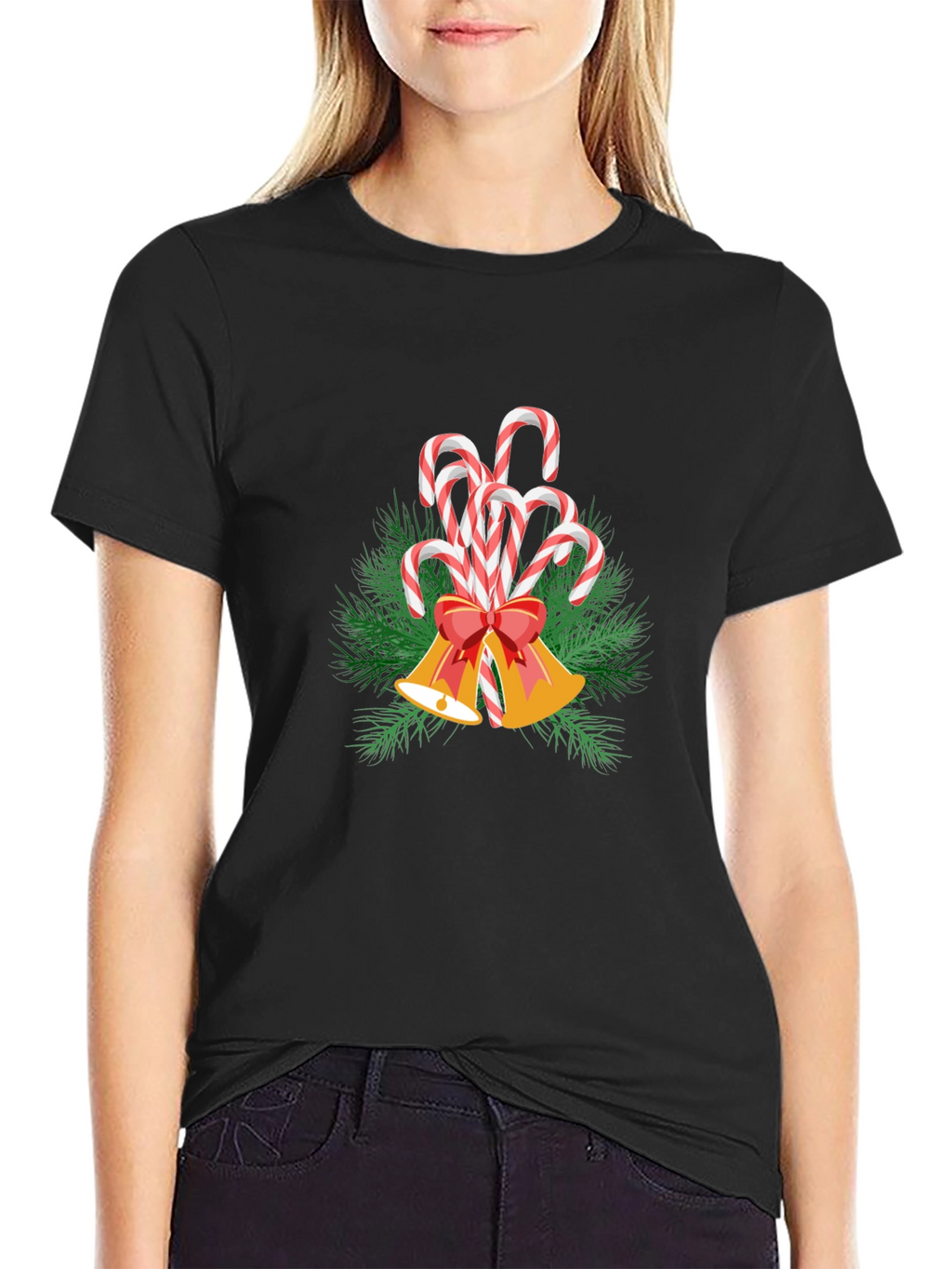 Festive Candy Cane Bells Graphic Tee
