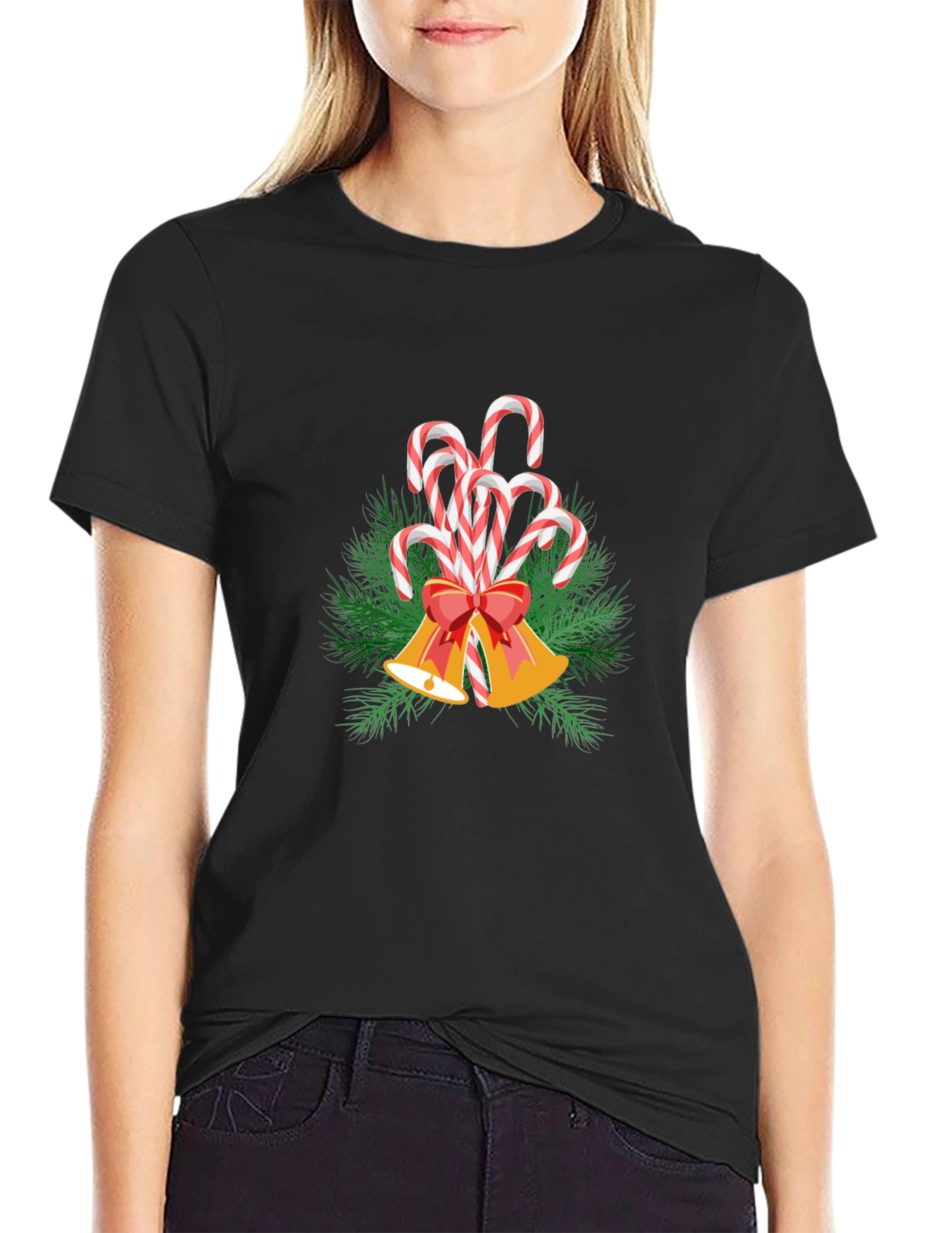 Festive Candy Cane Bells Graphic Tee