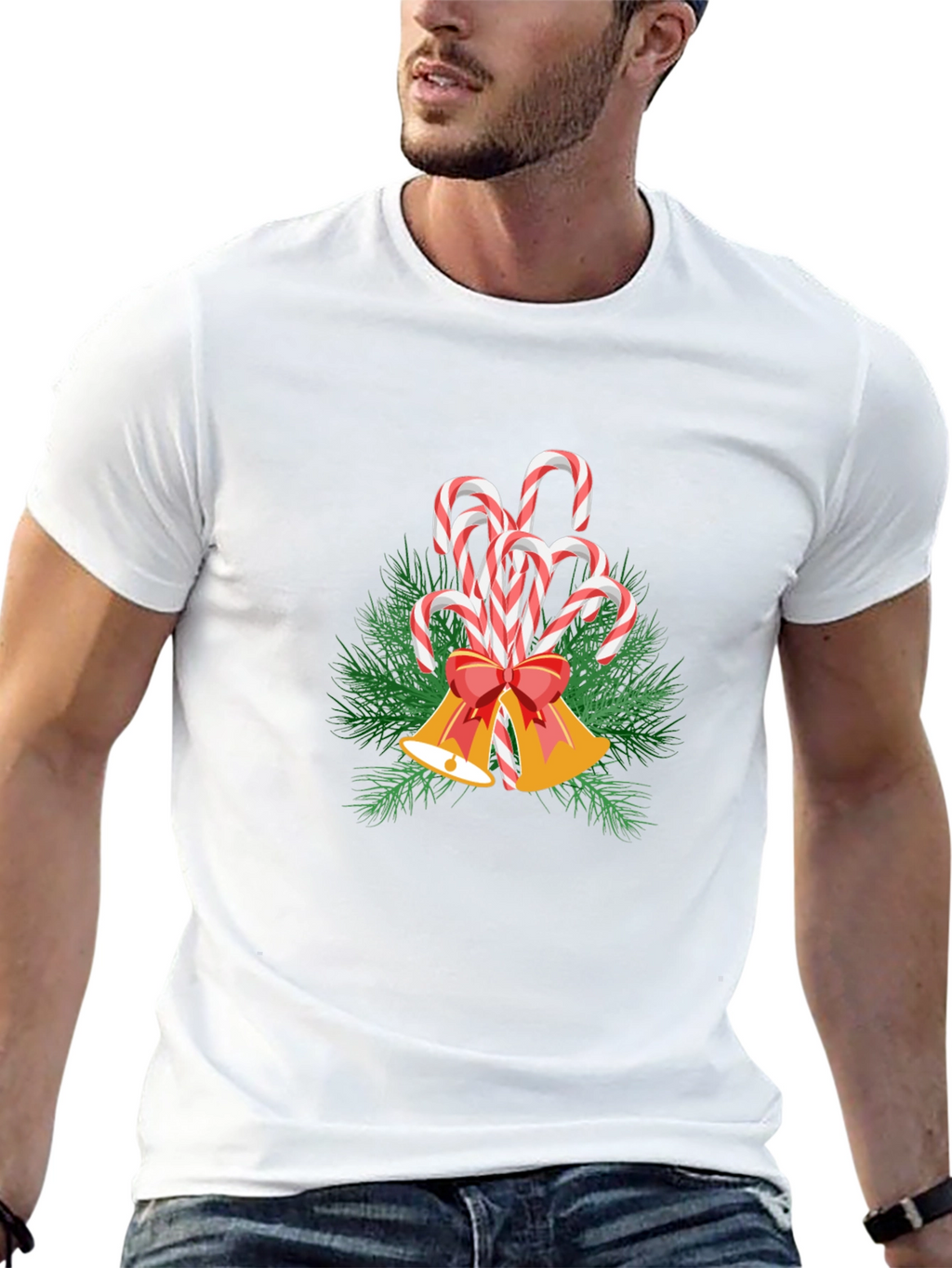 Festive Candy Cane Bells Graphic Tee