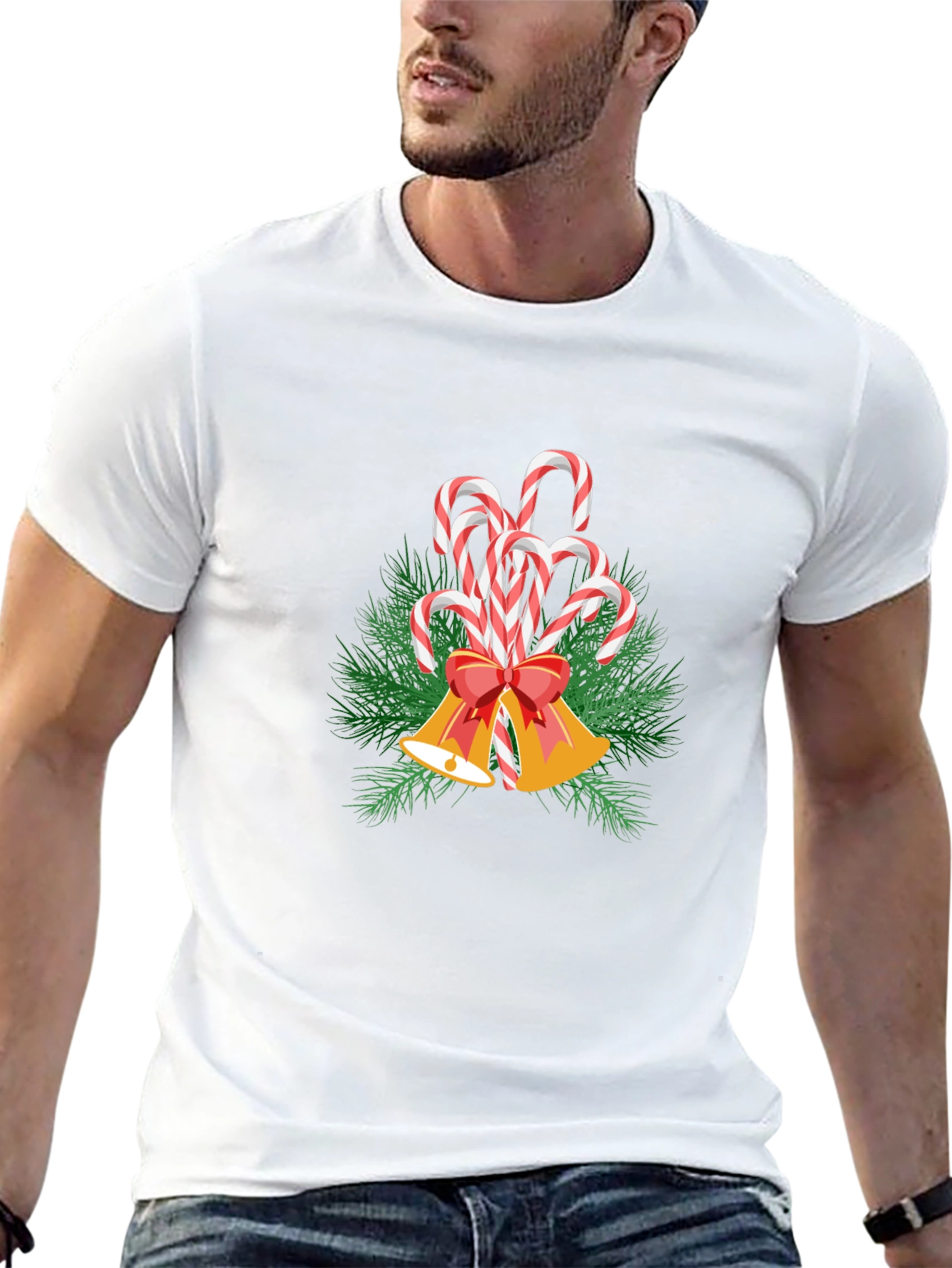 Festive Candy Cane Bells Graphic Tee