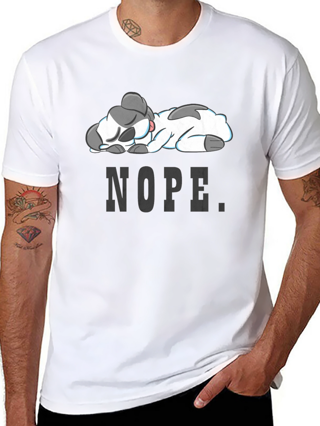 Nope Lazy Cow Graphic Tee - Soft Cotton Blend