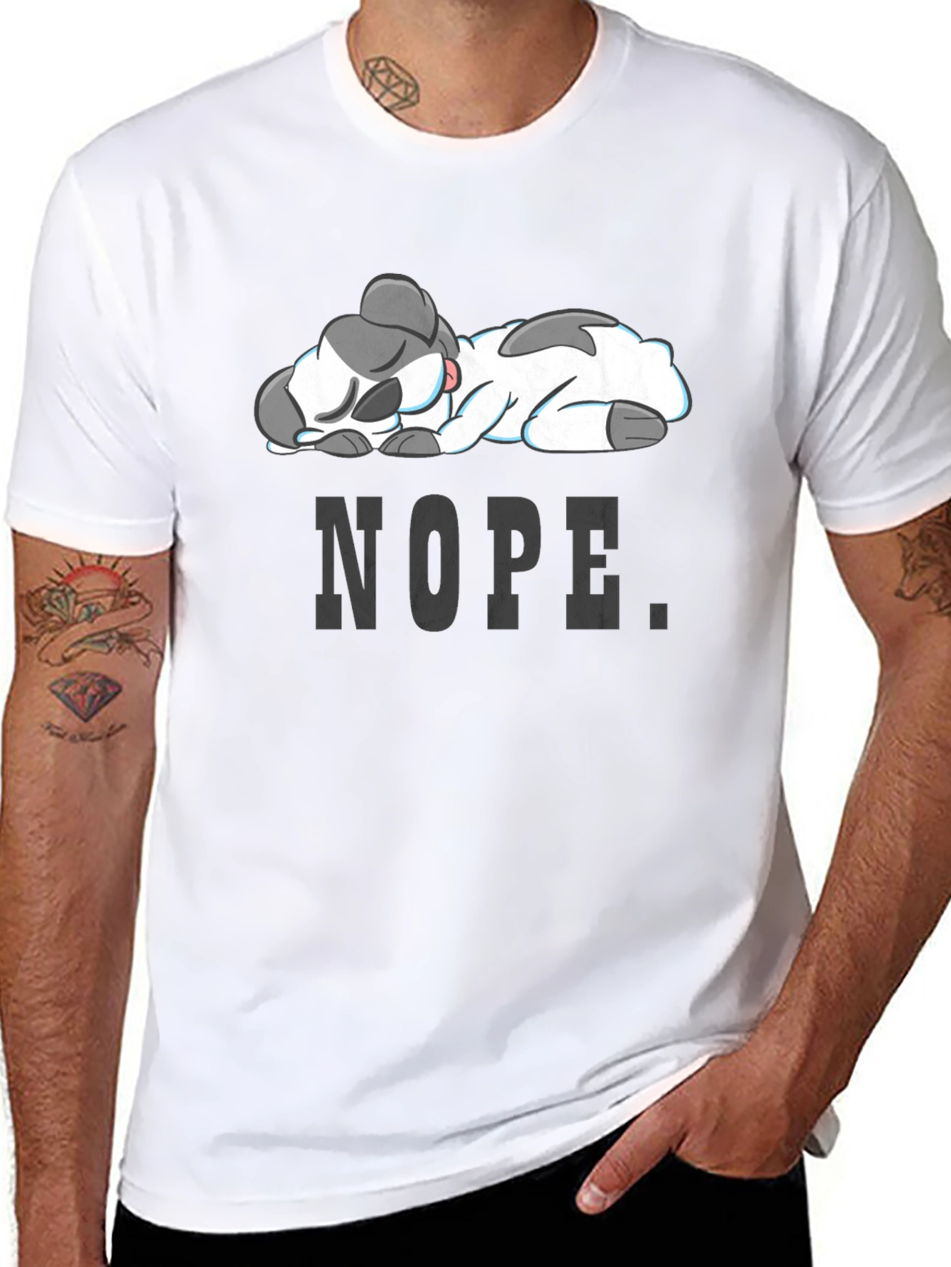 Nope Lazy Cow Graphic Tee - Soft Cotton Blend