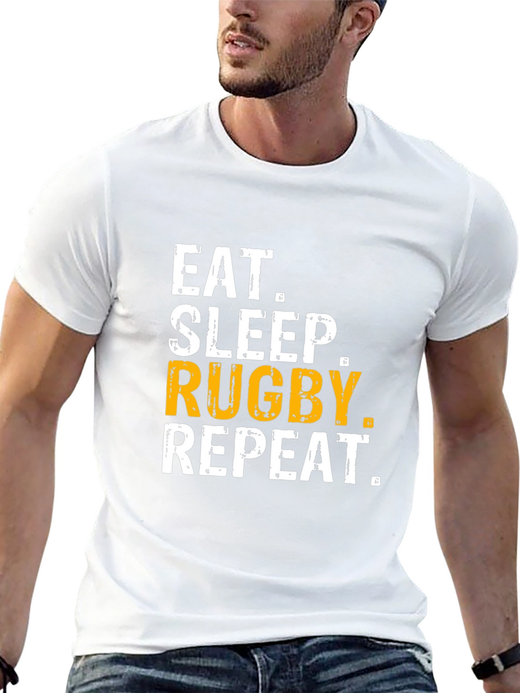 Eat Sleep Rugby Repeat T-Shirt - Black