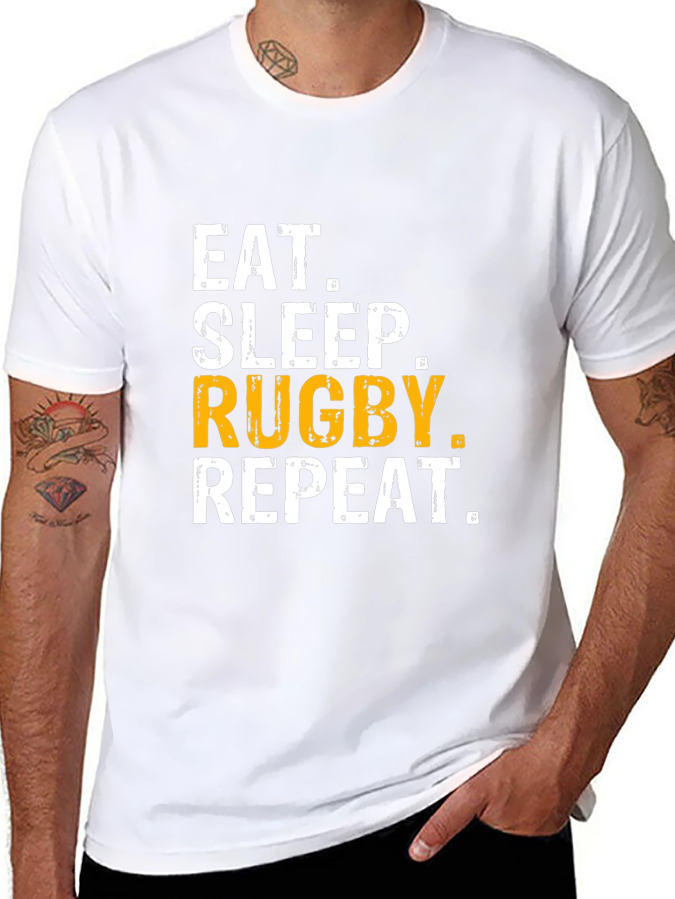 Eat Sleep Rugby Repeat T-Shirt - Black