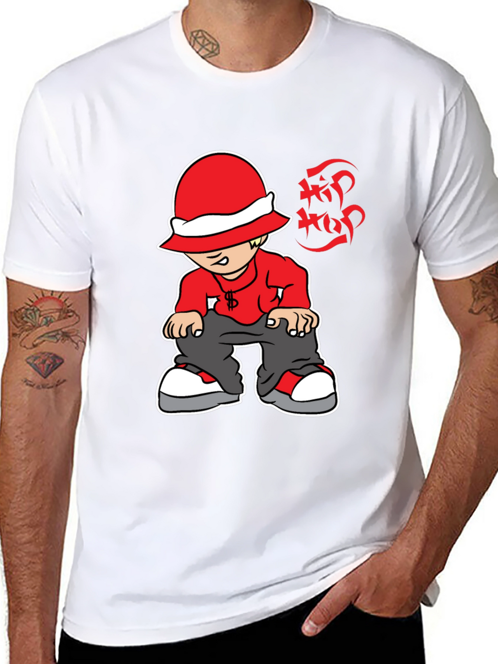 Hip Hop Cartoon Graphic Black T-Shirt