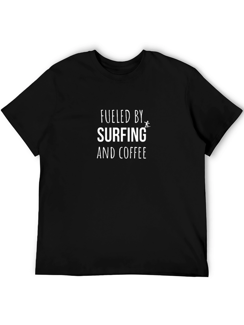 Fueled by Surfing and Coffee Black T-Shirt