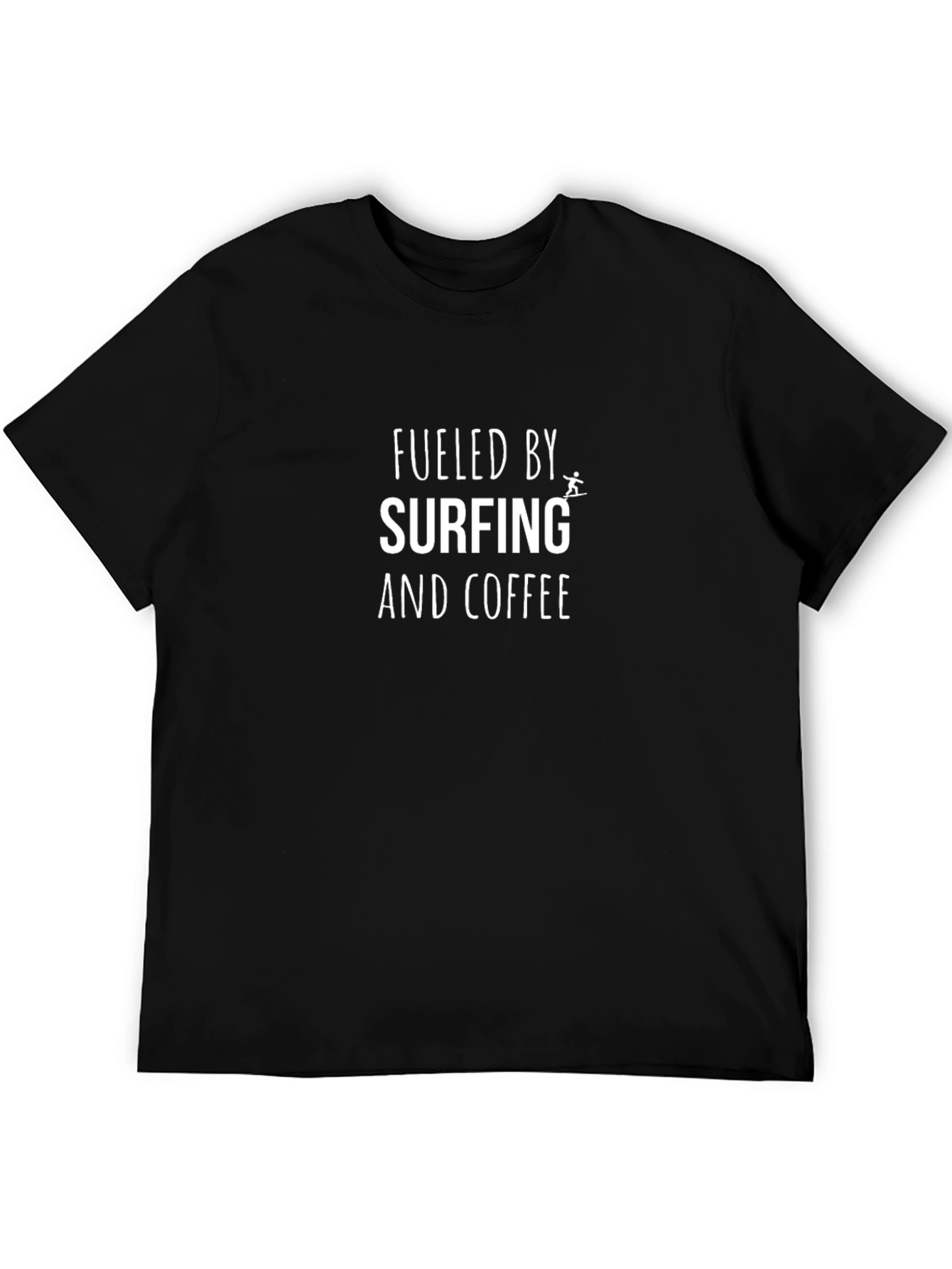 Fueled by Surfing and Coffee Black T-Shirt