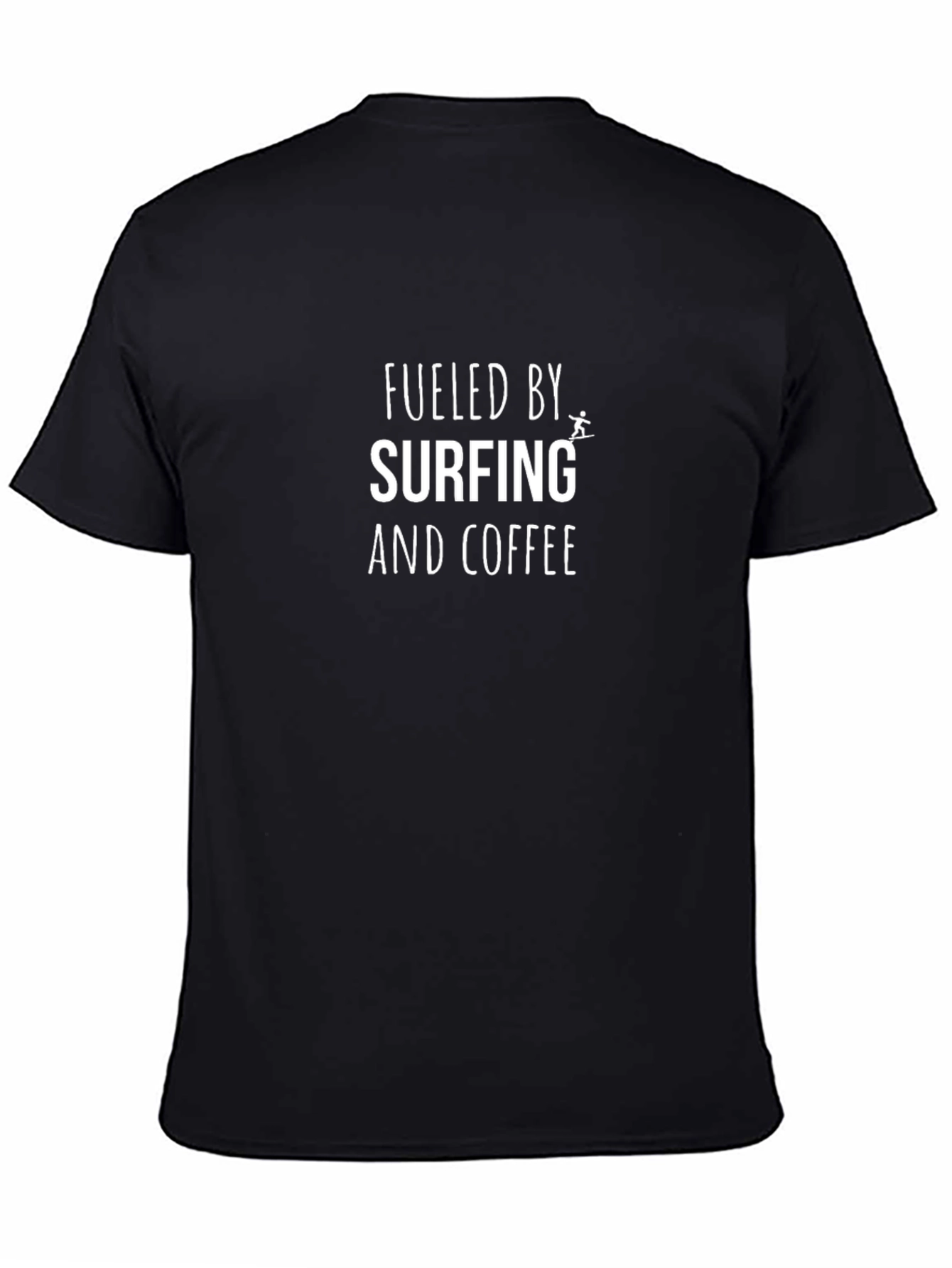 Fueled by Surfing and Coffee Black T-Shirt