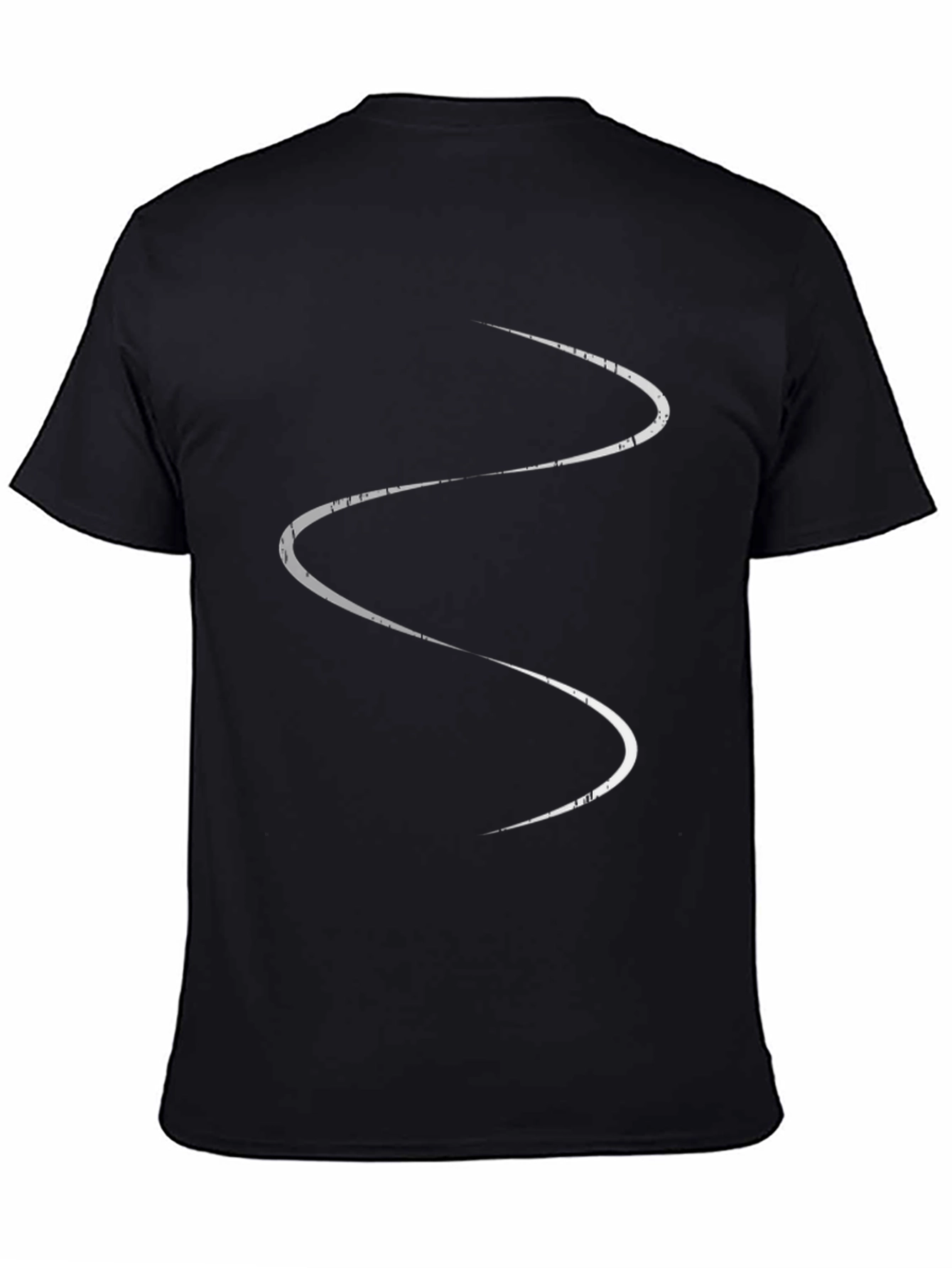Mens Black T-Shirt with Abstract White Line Design