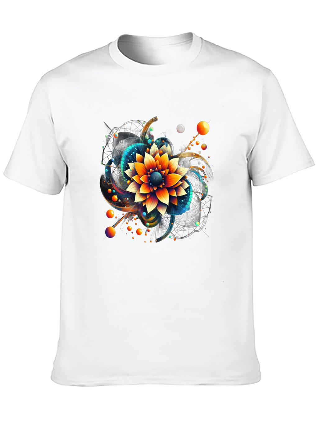 Abstract Floral Graphic Print Black T-Shirt