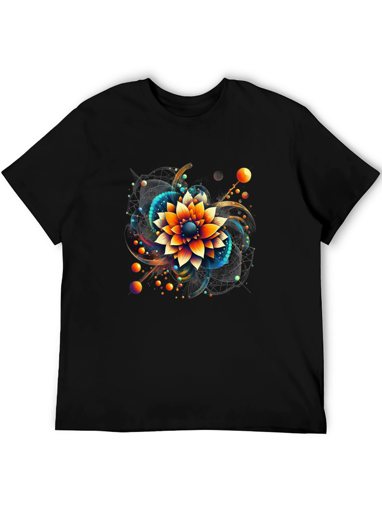Abstract Floral Graphic Print Black T-Shirt