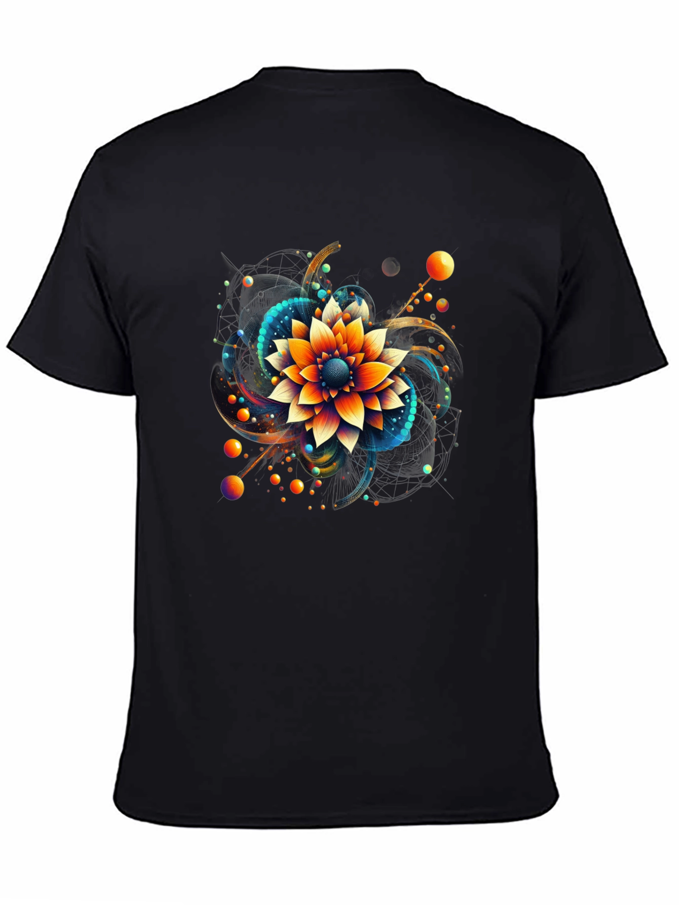 Abstract Floral Graphic Print Black T-Shirt