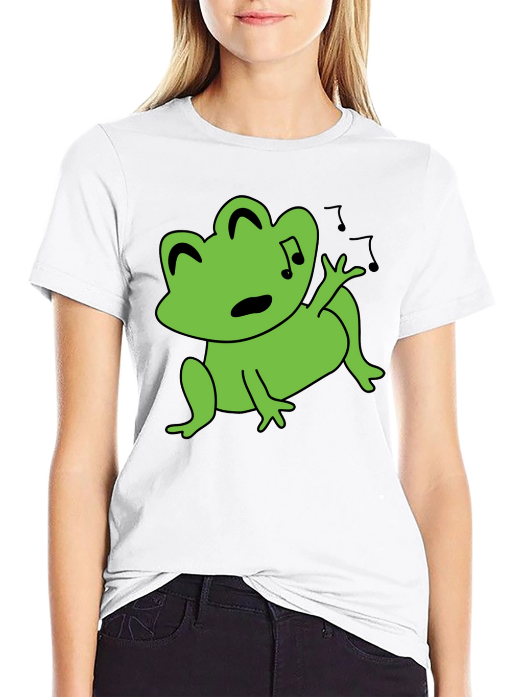 Singing Frog Graphic Tee - Black Cotton T-Shirt