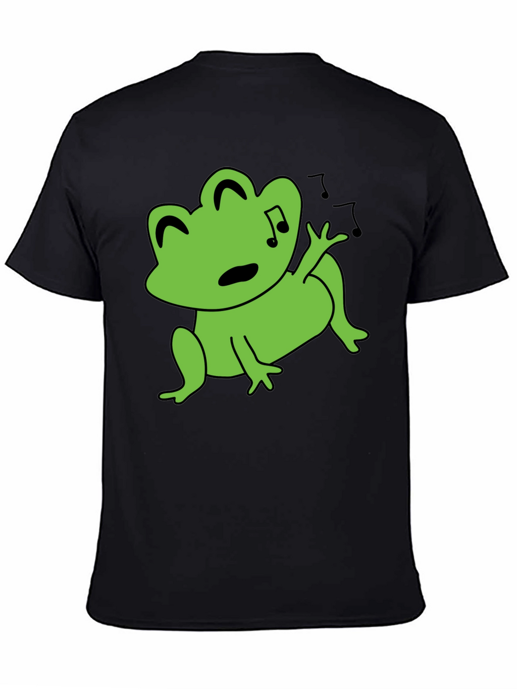 Singing Frog Graphic Tee - Black Cotton T-Shirt