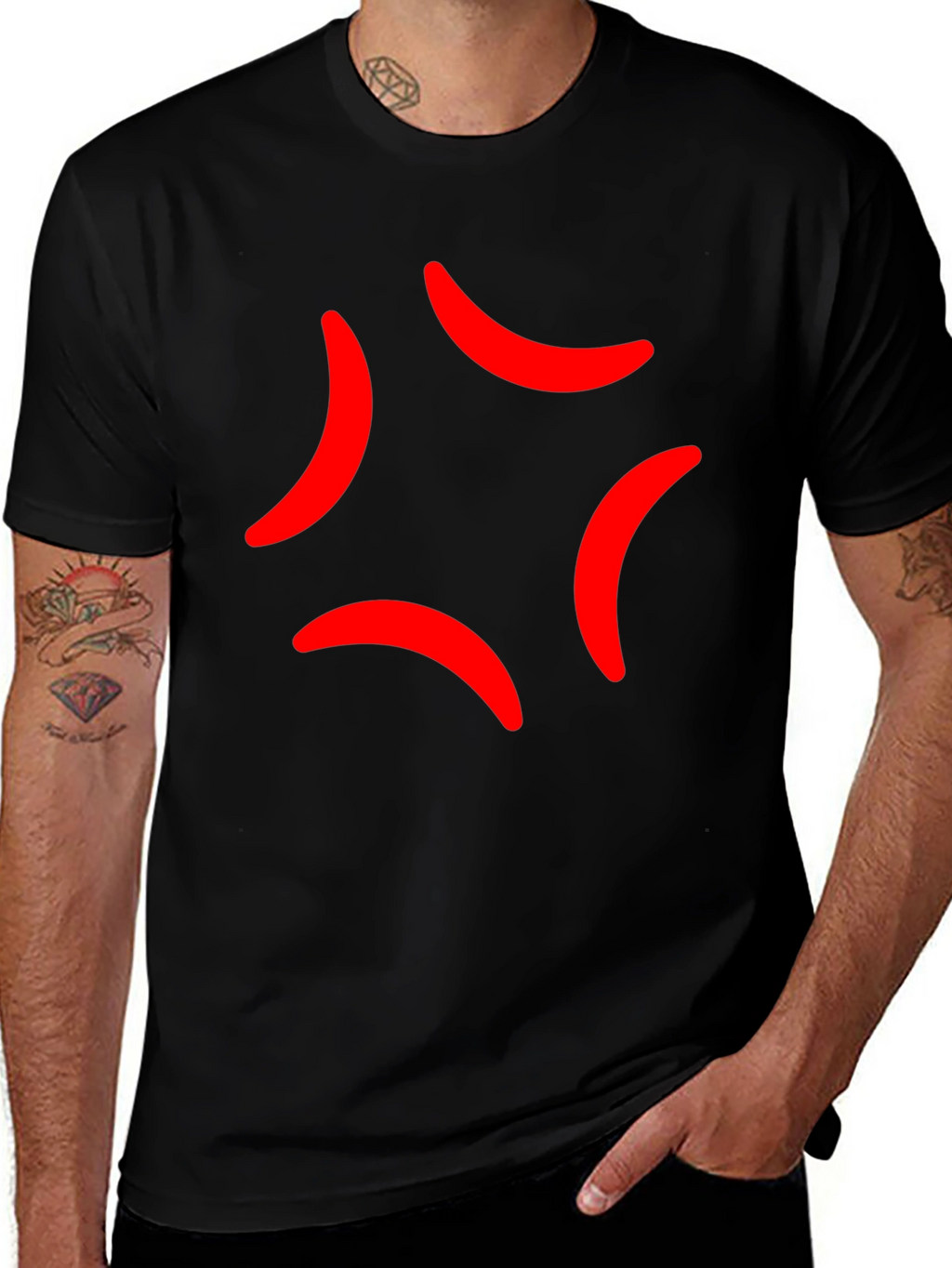 Anger Mark Emoji Black T-Shirt