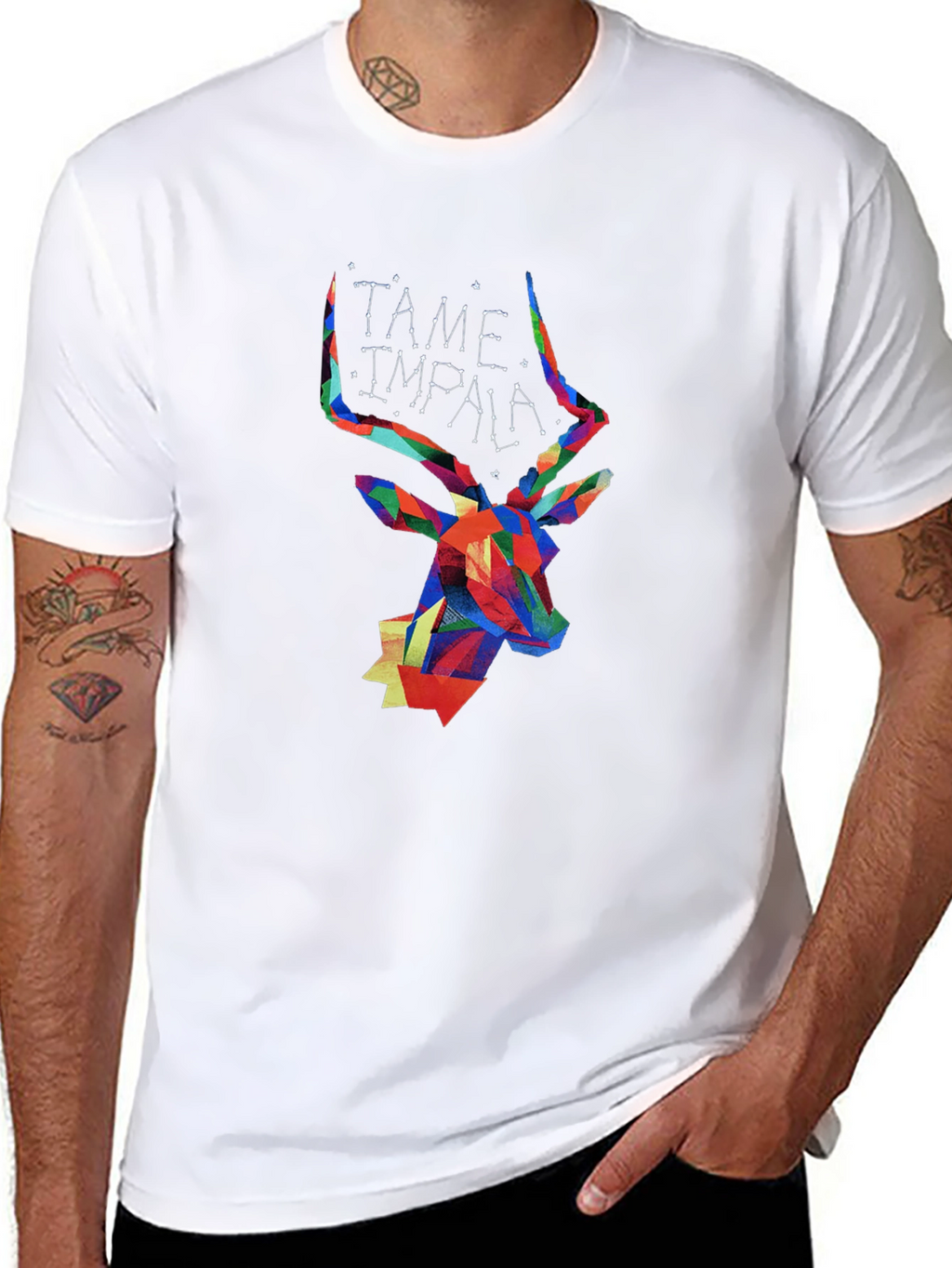 Tame Impala Geometric Deer Head Black T-Shirt