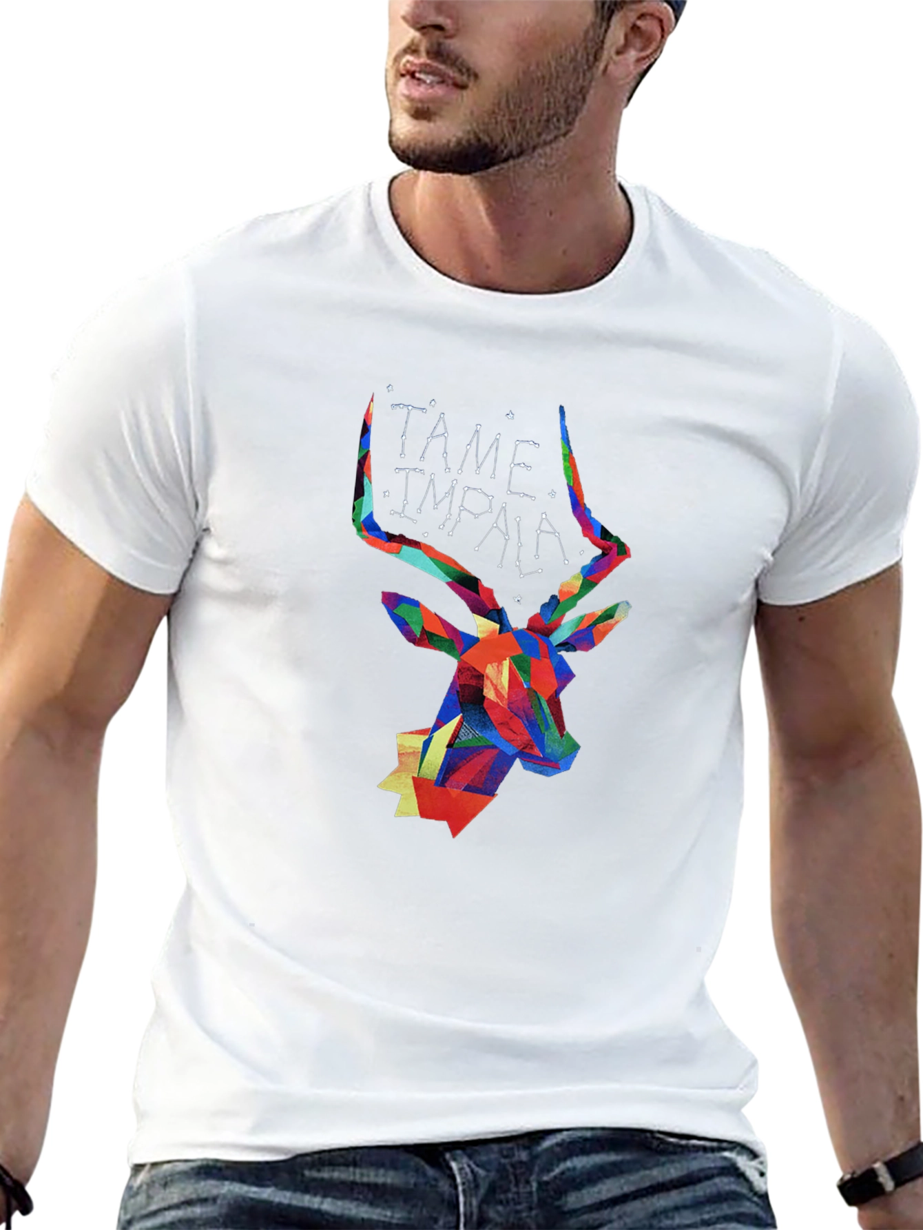 Tame Impala Geometric Deer Head Black T-Shirt