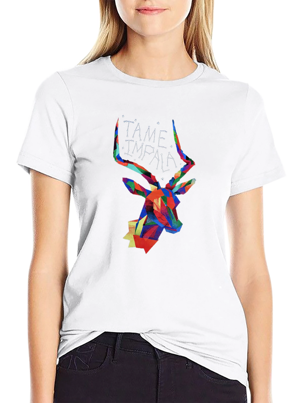 Tame Impala Geometric Deer Head Black T-Shirt