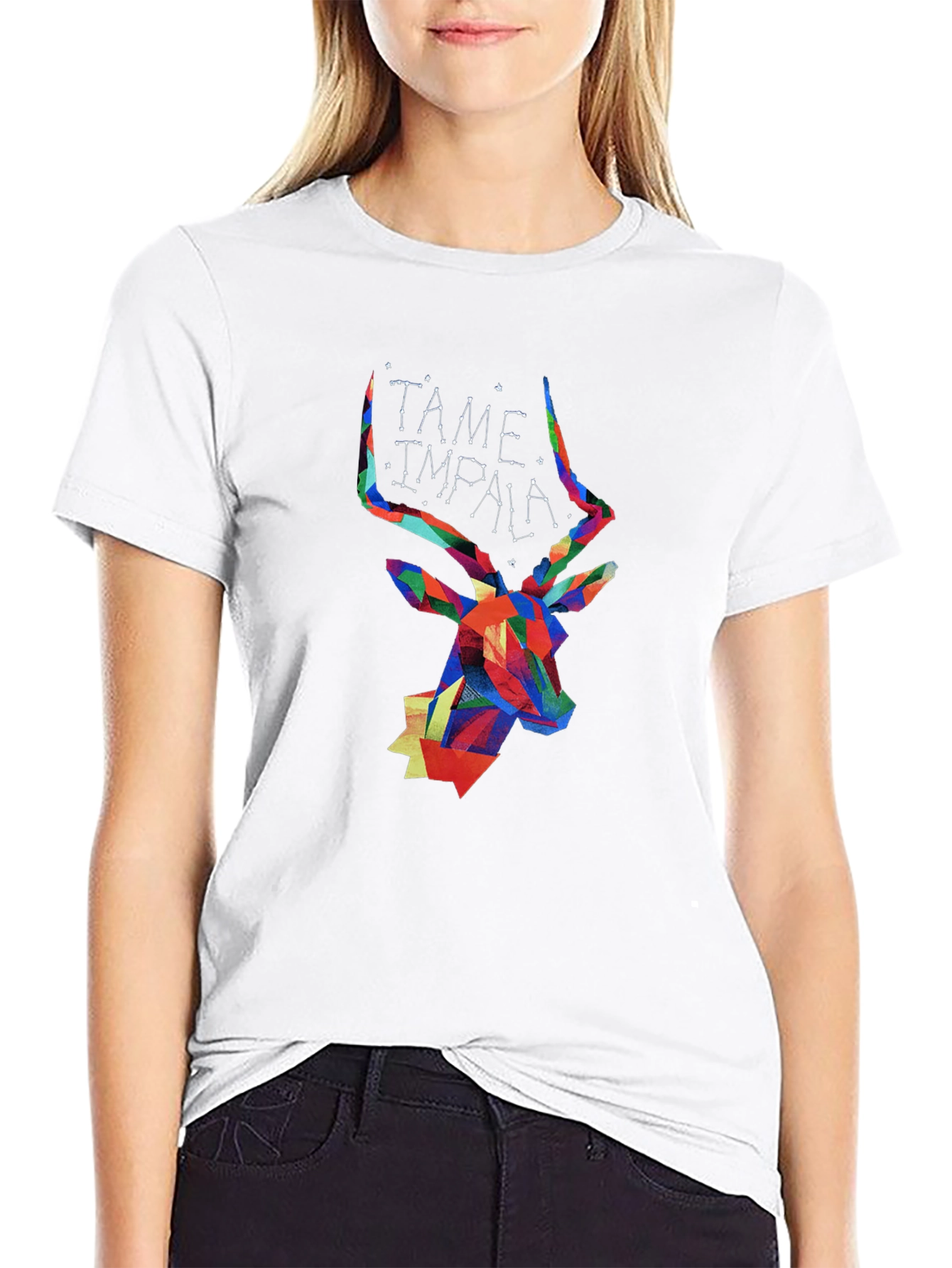 Tame Impala Geometric Deer Head Black T-Shirt