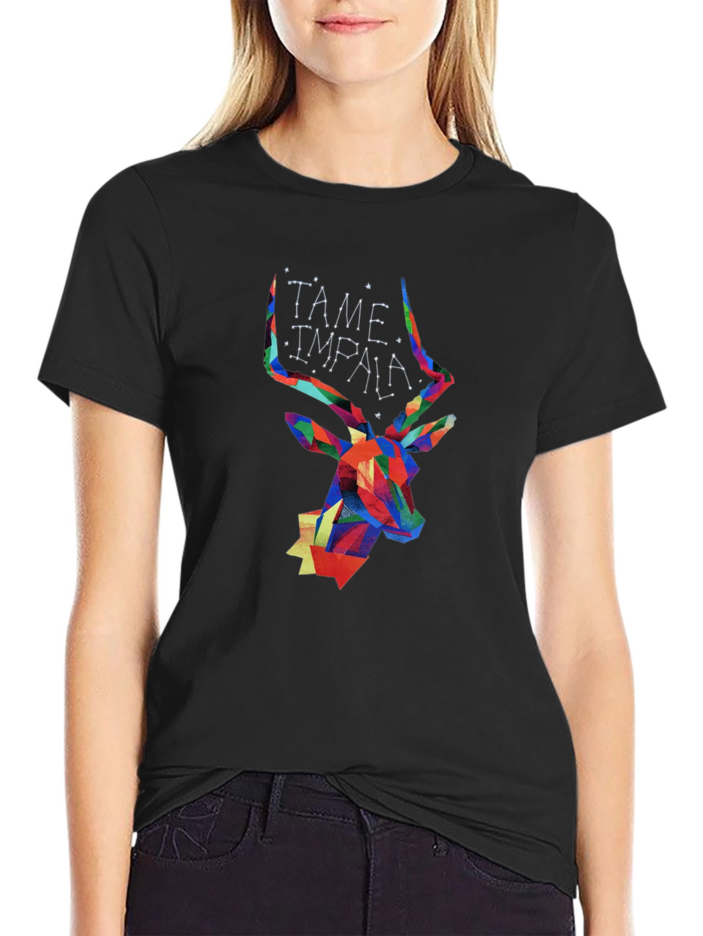 Tame Impala Geometric Deer Head Black T-Shirt