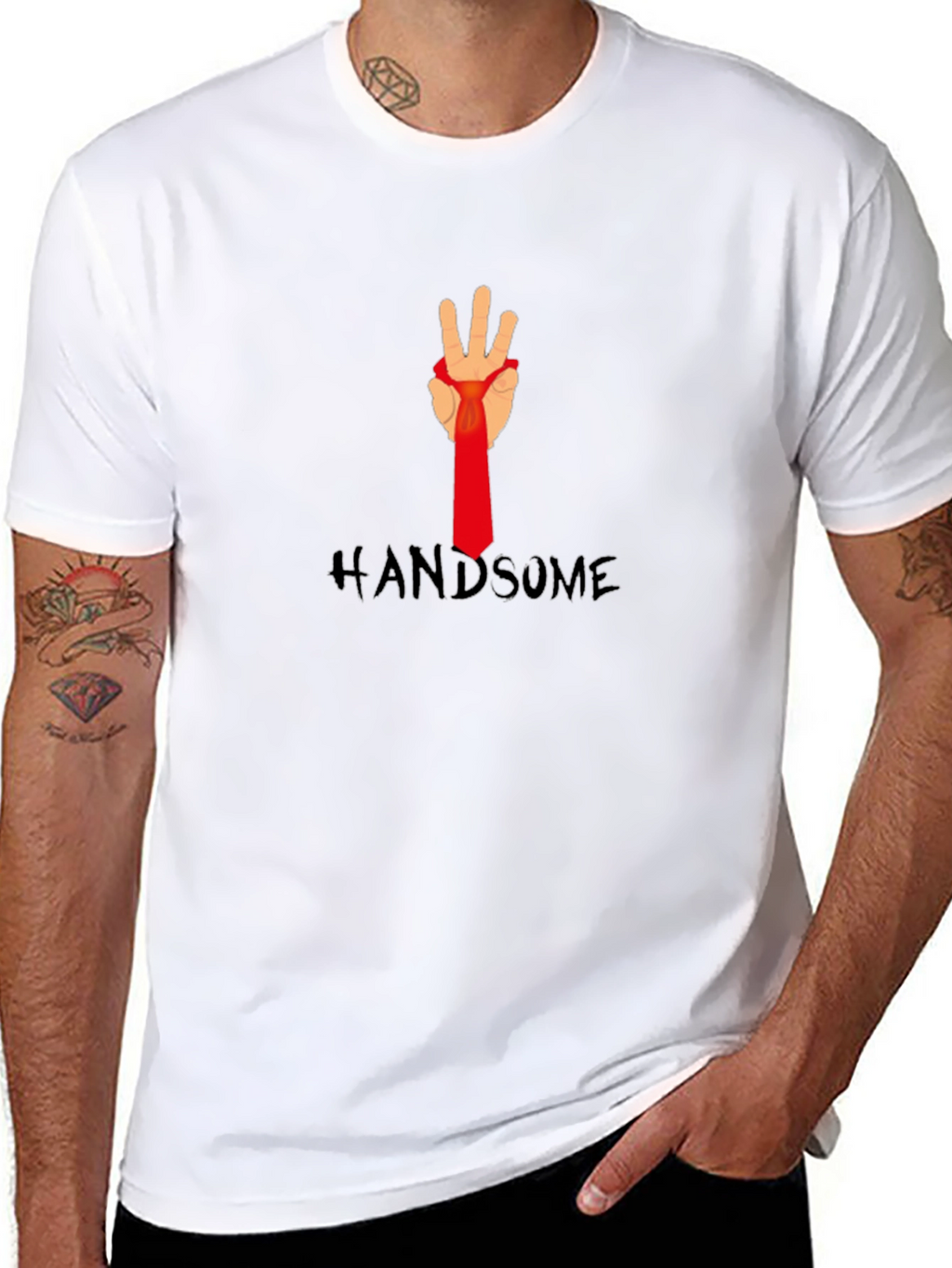 Handsome Hand Tie T-Shirt - Stylish Graphic Tee