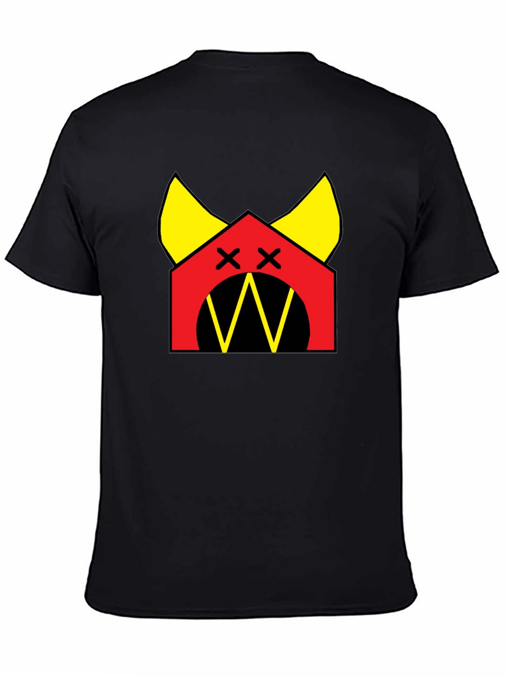 Graphic Tee: Cartoon Dog House Design Black Cotton