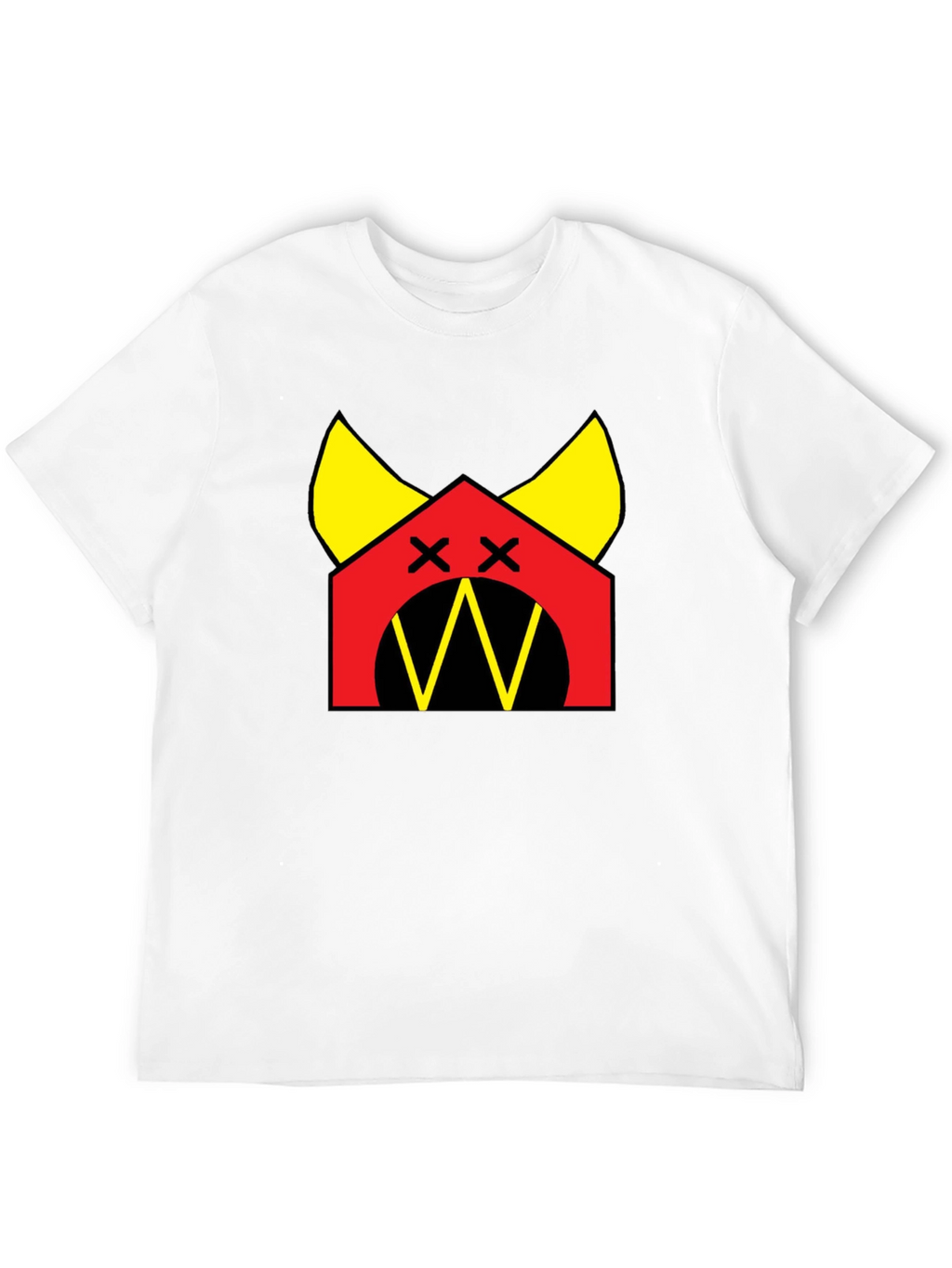 Graphic Tee: Cartoon Dog House Design Black Cotton