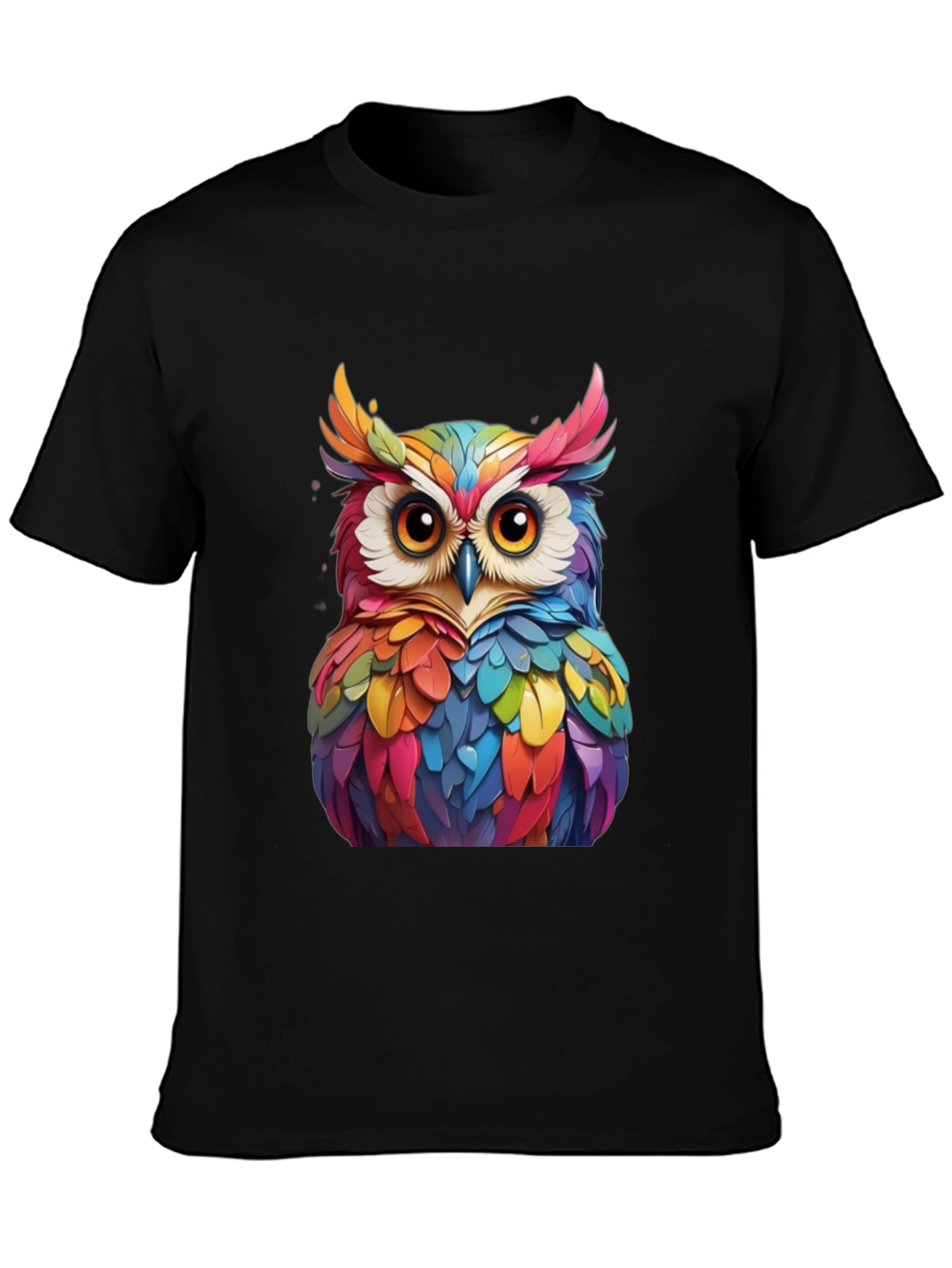 Colorful Owl Graphic Tee - Unique Bird Art T-Shirt